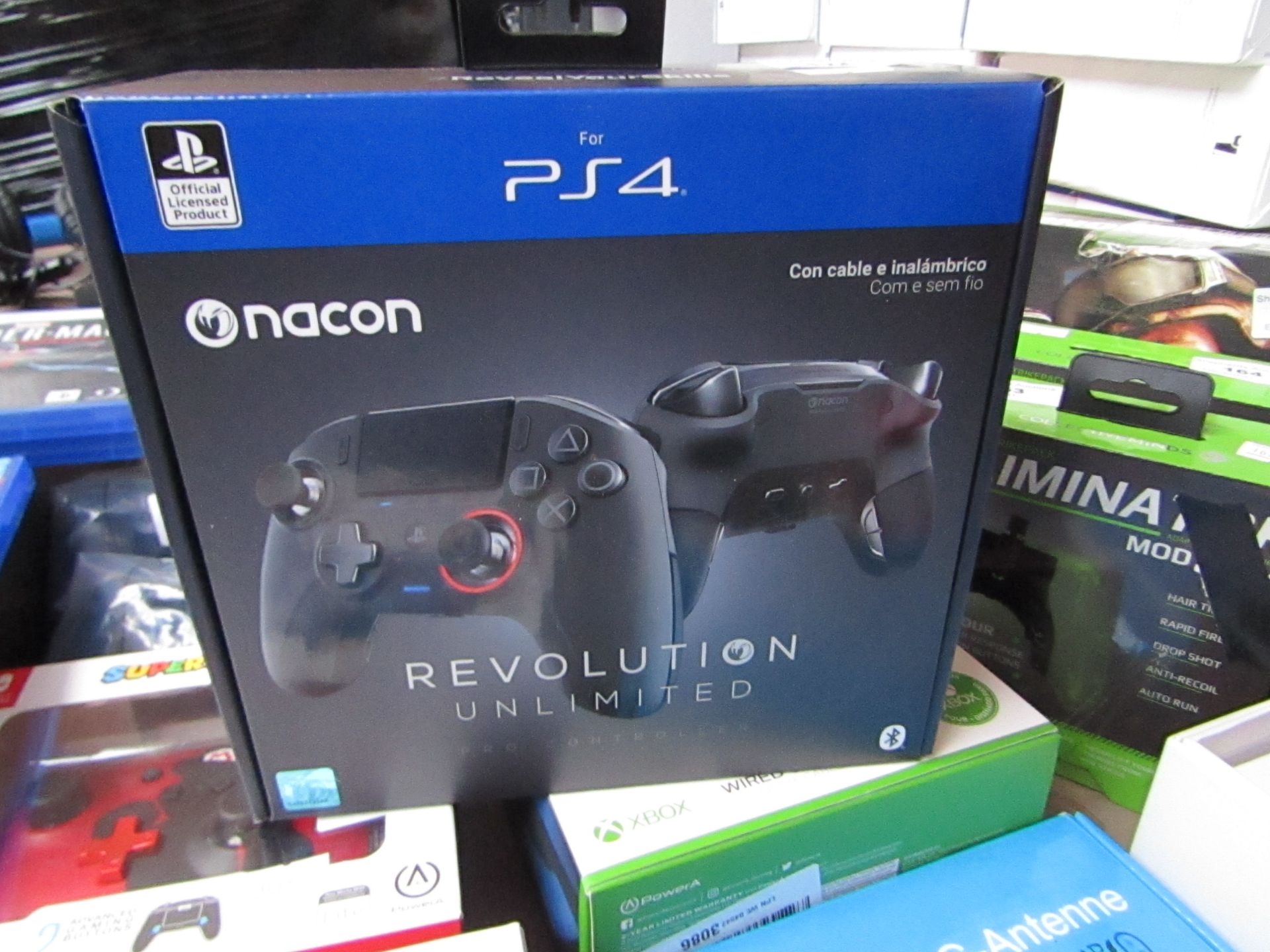 Nacon PS4 Revolution Unlimited controller, unchecked and boxed.
