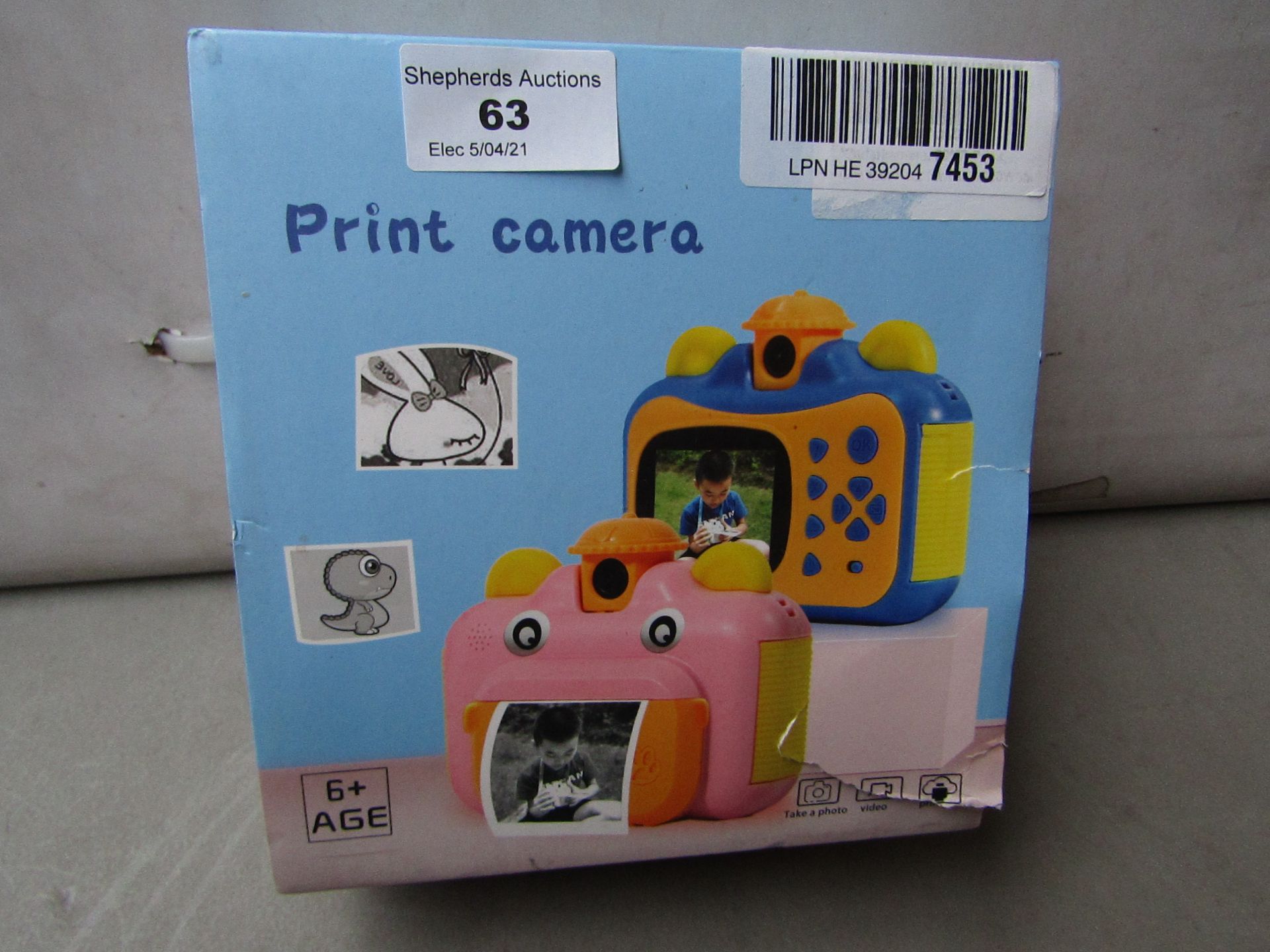 Kids Print Camera Untested & Boxed