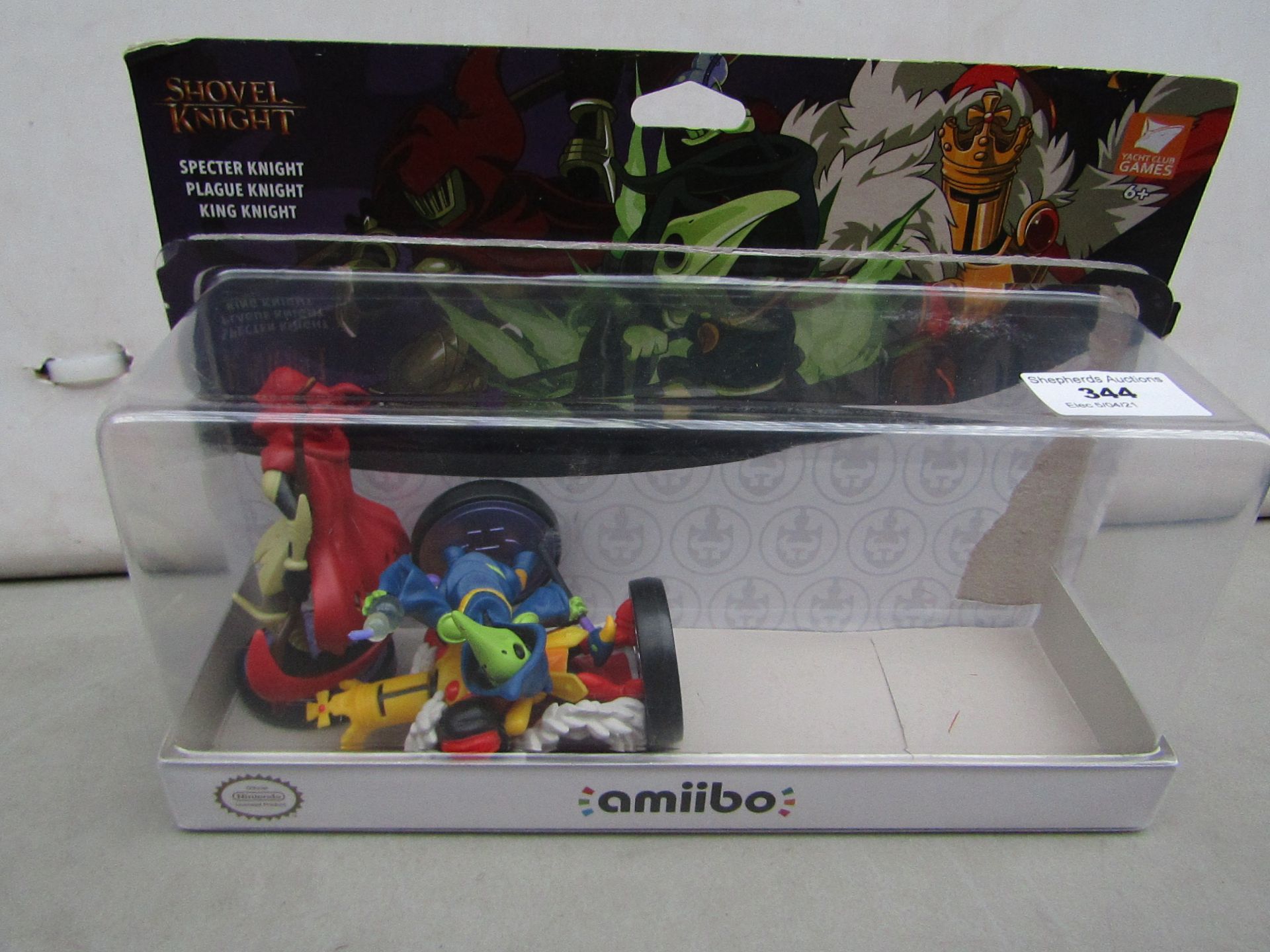 Nintendo amiibo Shovel Knight 3 character set, damged packaging#