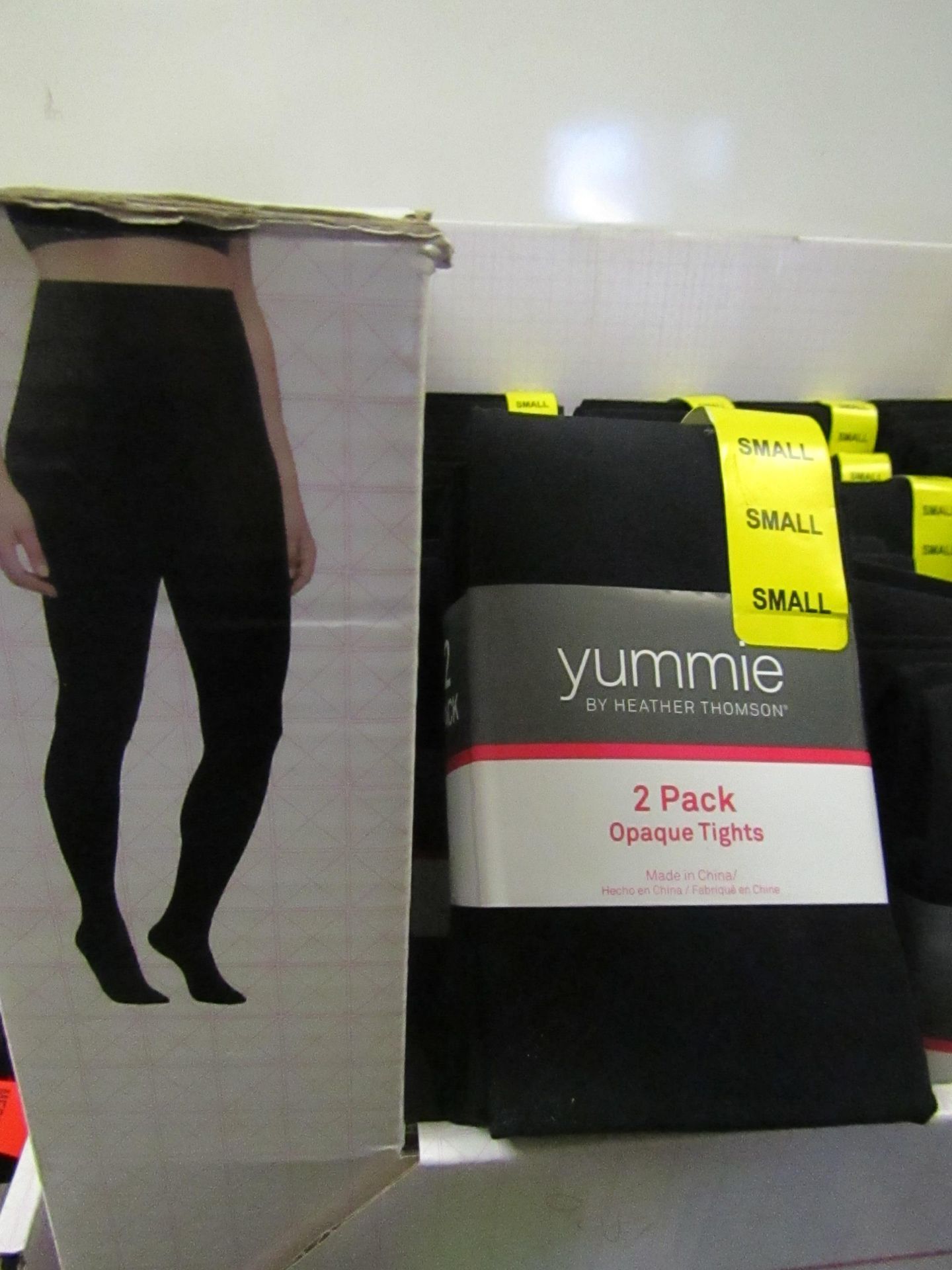 1 x pack of 2 Yummie By Heather Thomson Black Opaque Tights size S new & packaged