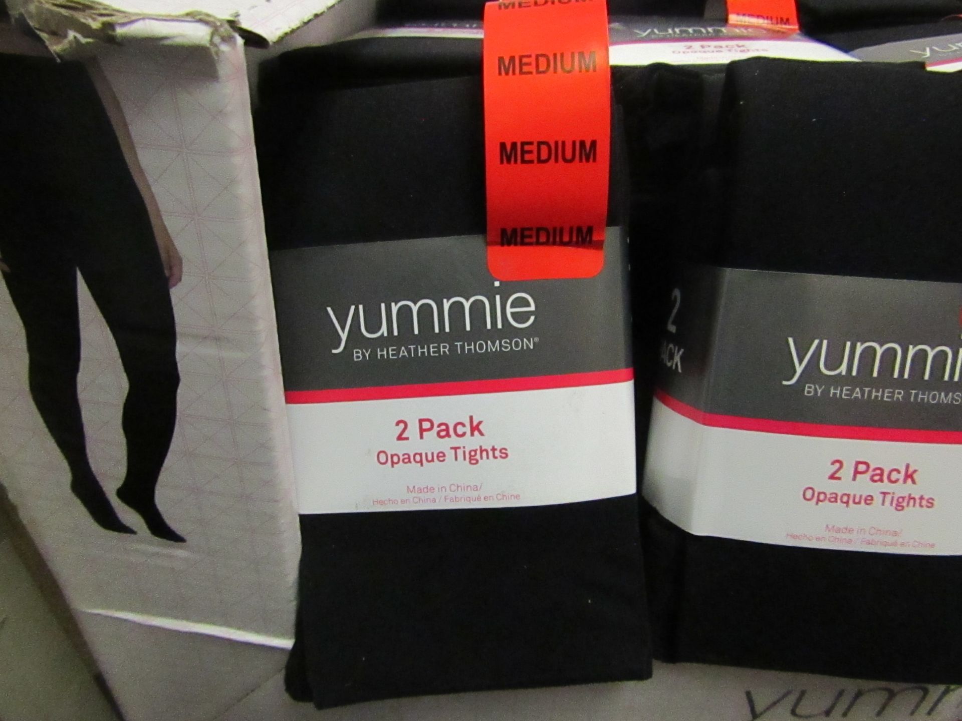 1 x pack of 2 Yummie By Heather Thomson Black Opaque Tights size M new & packaged