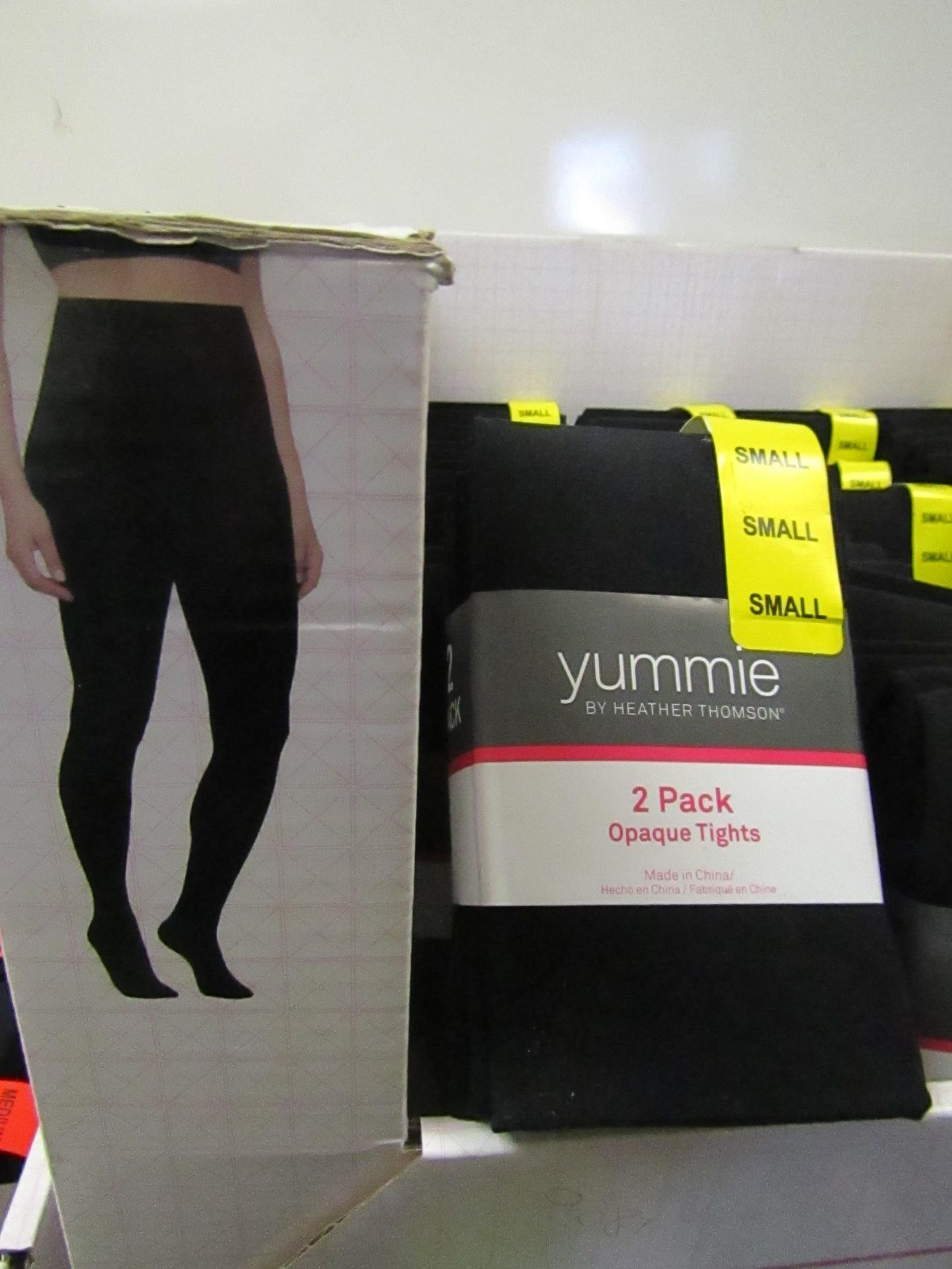 1 x pack of 2 Yummie By Heather Thomson Black Opaque Tights size S new & packaged