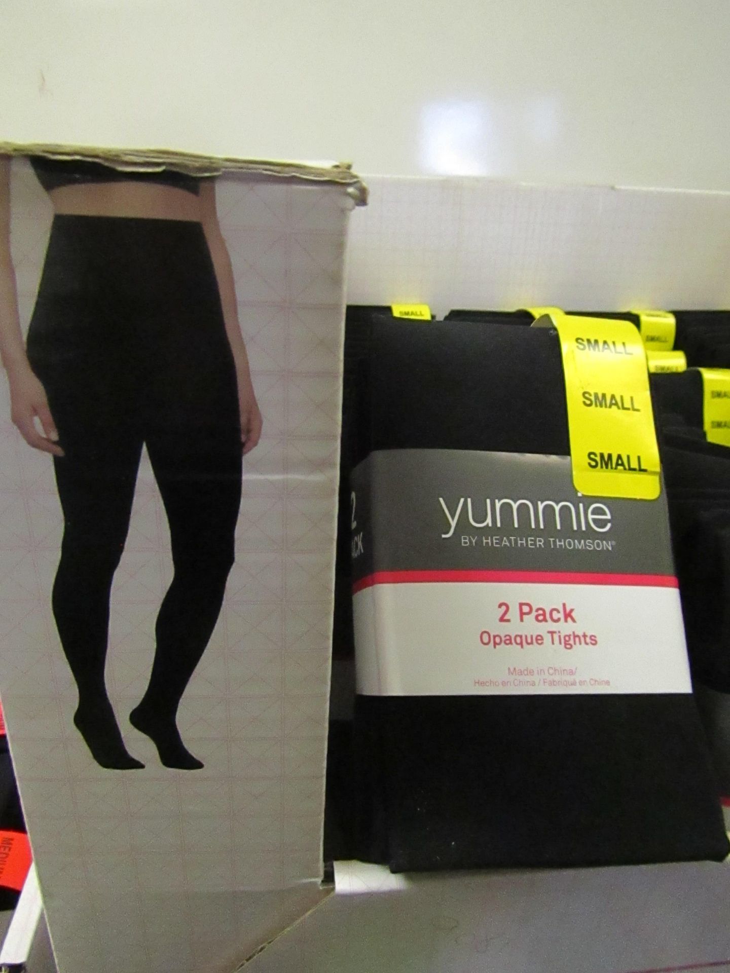 1 x pack of 2 Yummie By Heather Thomson Black Opaque Tights size S new & packaged