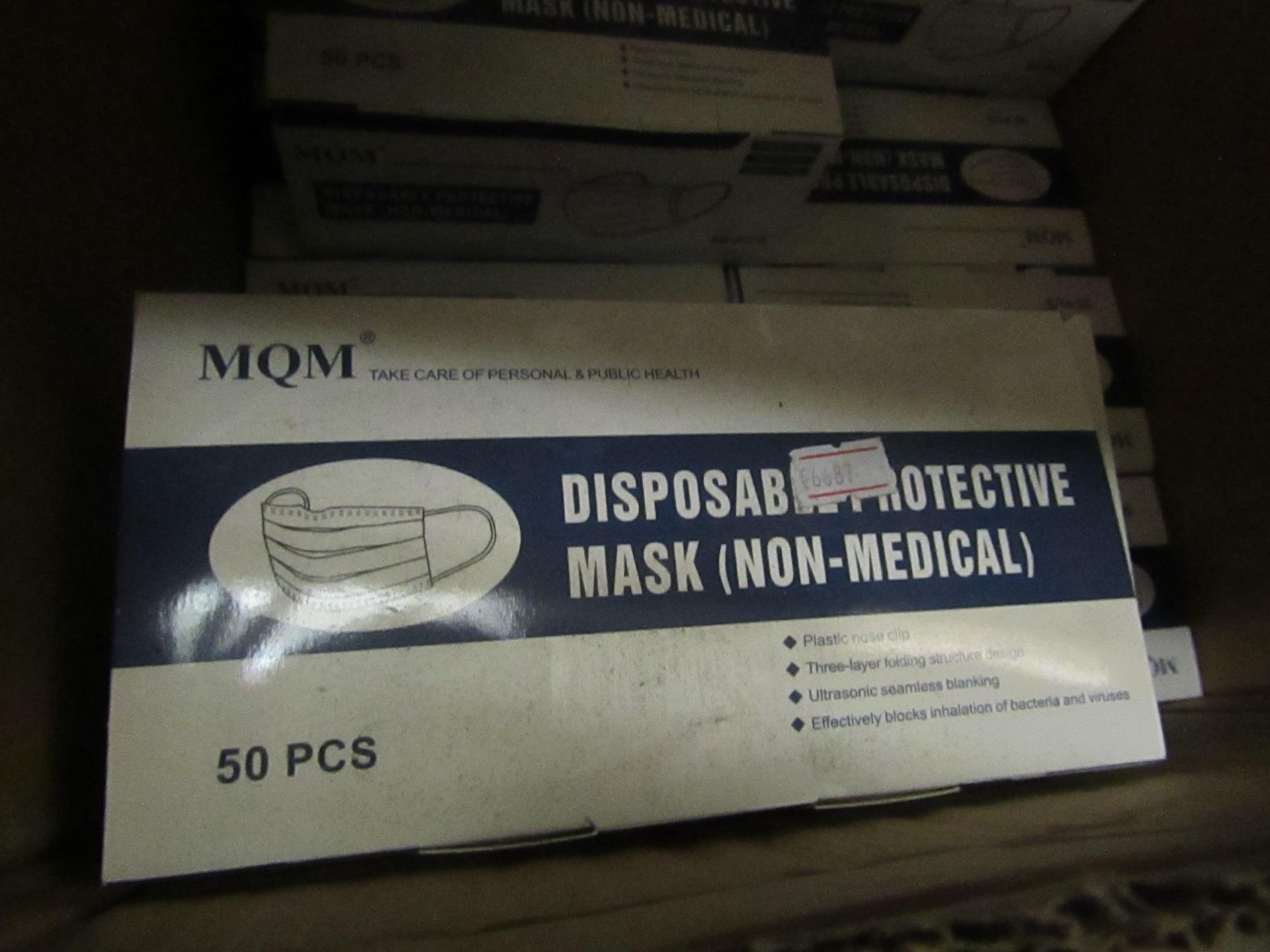 50 x MQM 3 Ply Non-medical Disposable Masks new &  packaged