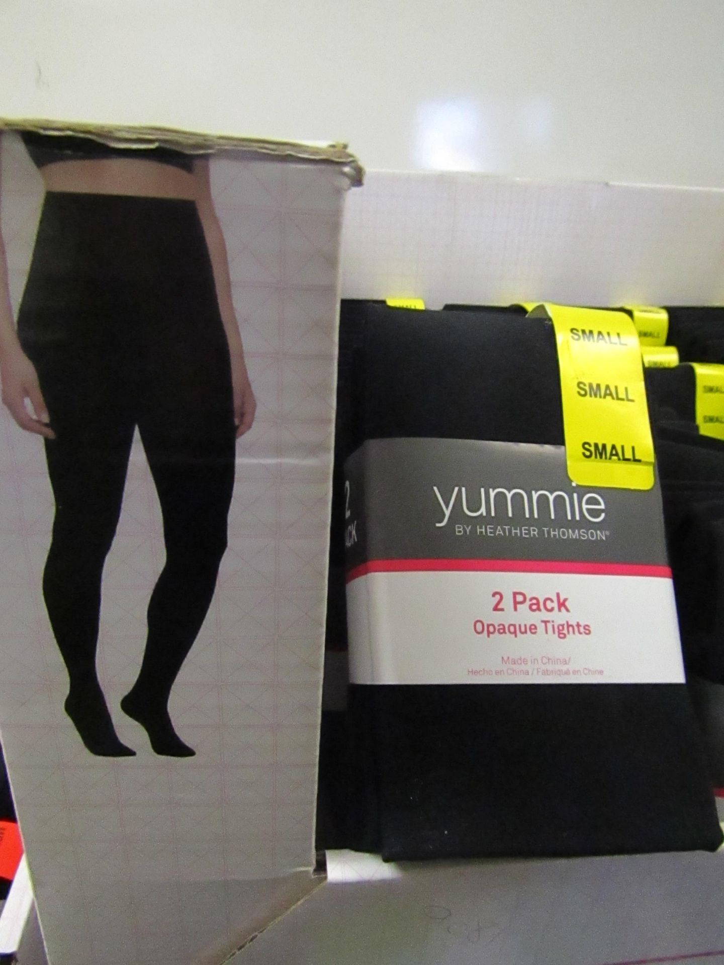 1 x pack of 2 Yummie By Heather Thomson Black Opaque Tights size S new & packaged