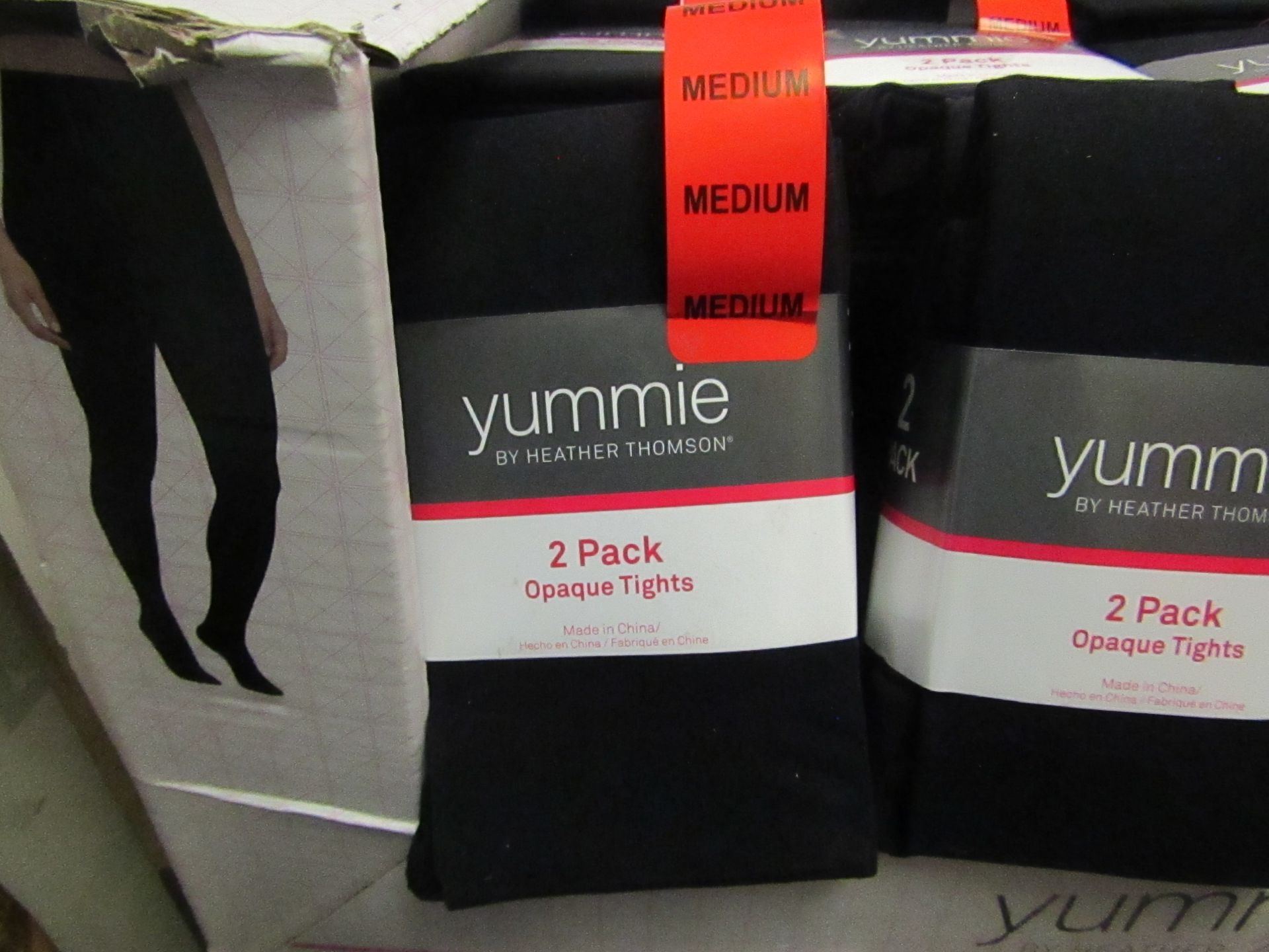 1 x pack of 2 Yummie By Heather Thomson Black Opaque Tights size M new & packaged