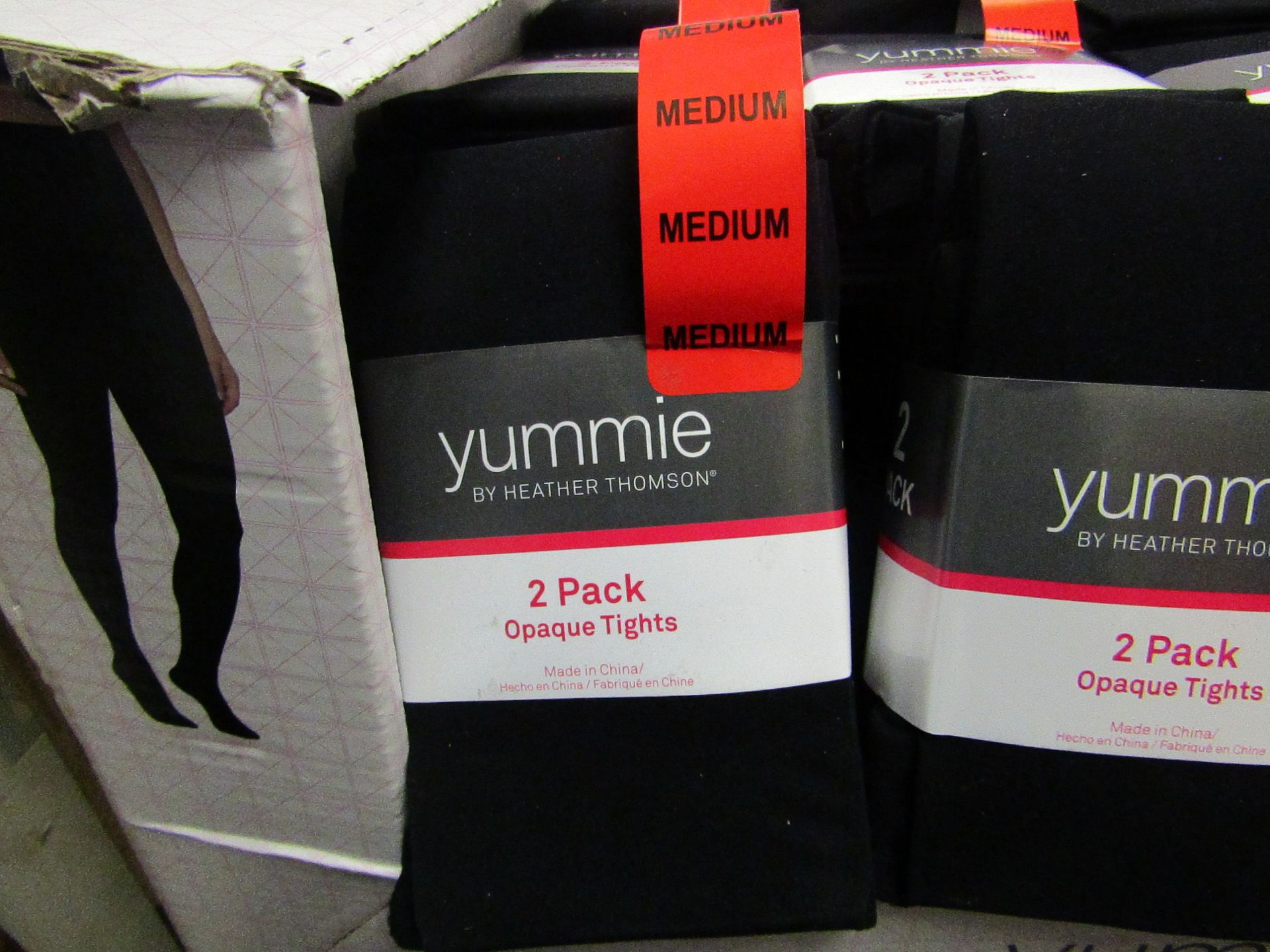 1 x pack of 2 Yummie By Heather Thomson Black Opaque Tights size M new & packaged