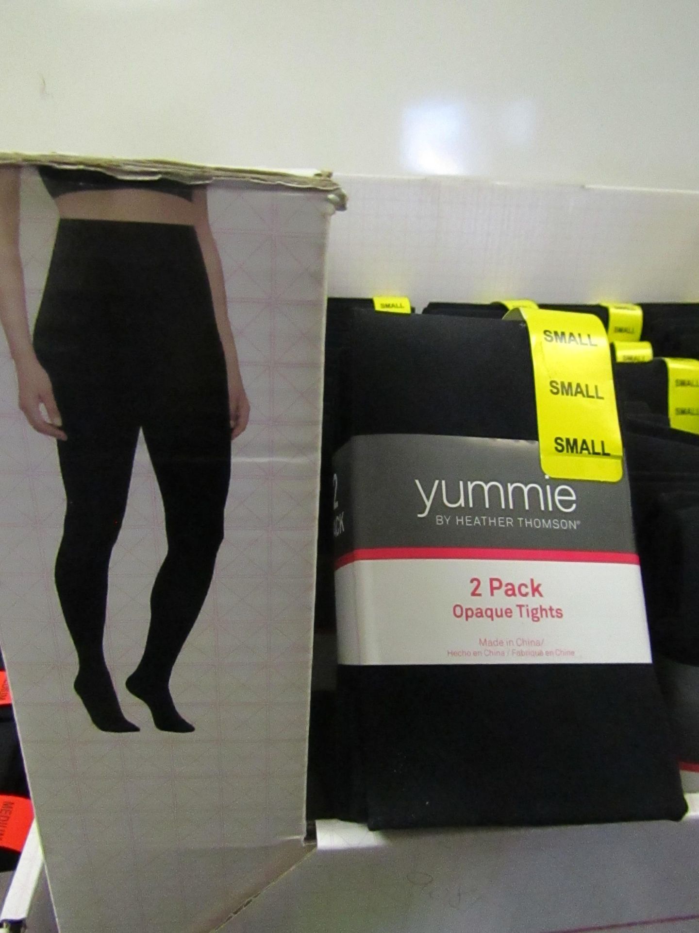 1 x pack of 2 Yummie By Heather Thomson Black Opaque Tights size S new & packaged