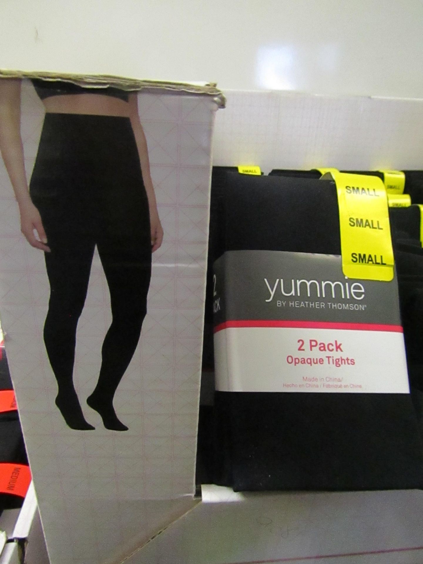 1 x pack of 2 Yummie By Heather Thomson Black Opaque Tights size S new & packaged