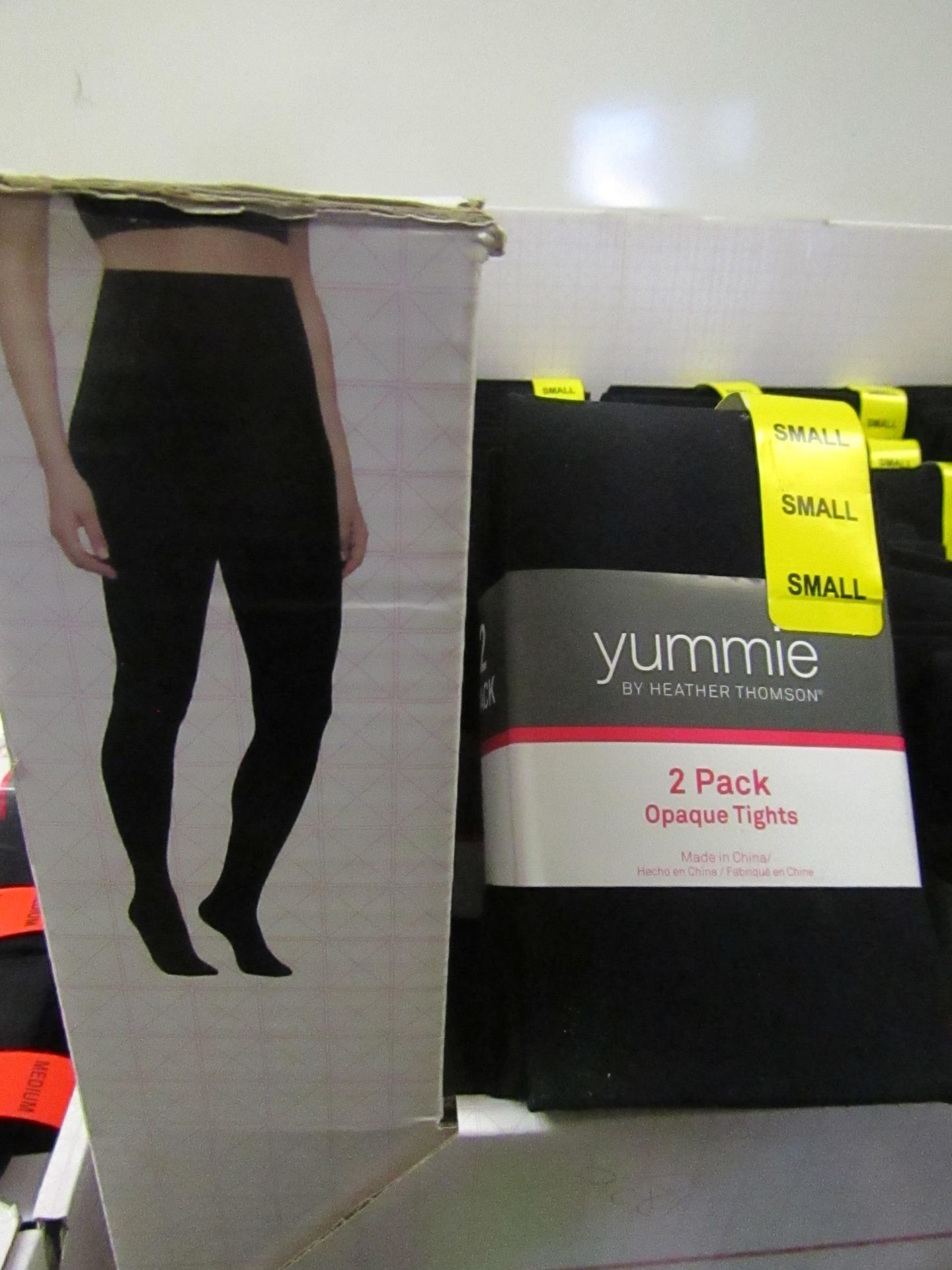 1 x pack of 2 Yummie By Heather Thomson Black Opaque Tights size S new & packaged