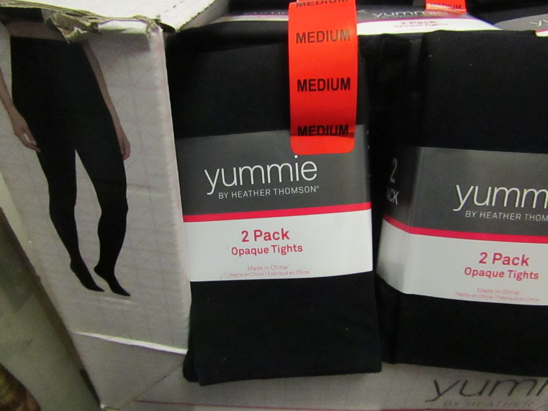 1 x pack of 2 Yummie By Heather Thomson Black Opaque Tights size M new & packaged