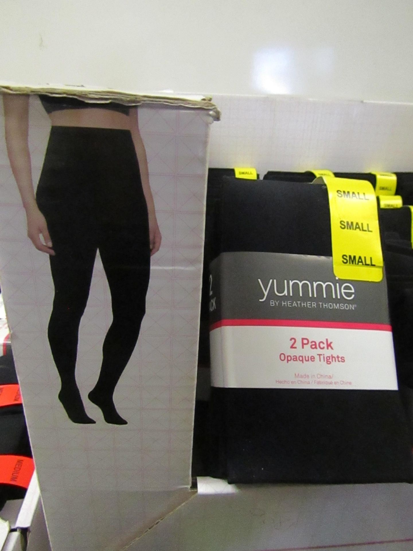 1 x pack of 2 Yummie By Heather Thomson Black Opaque Tights size S new & packaged