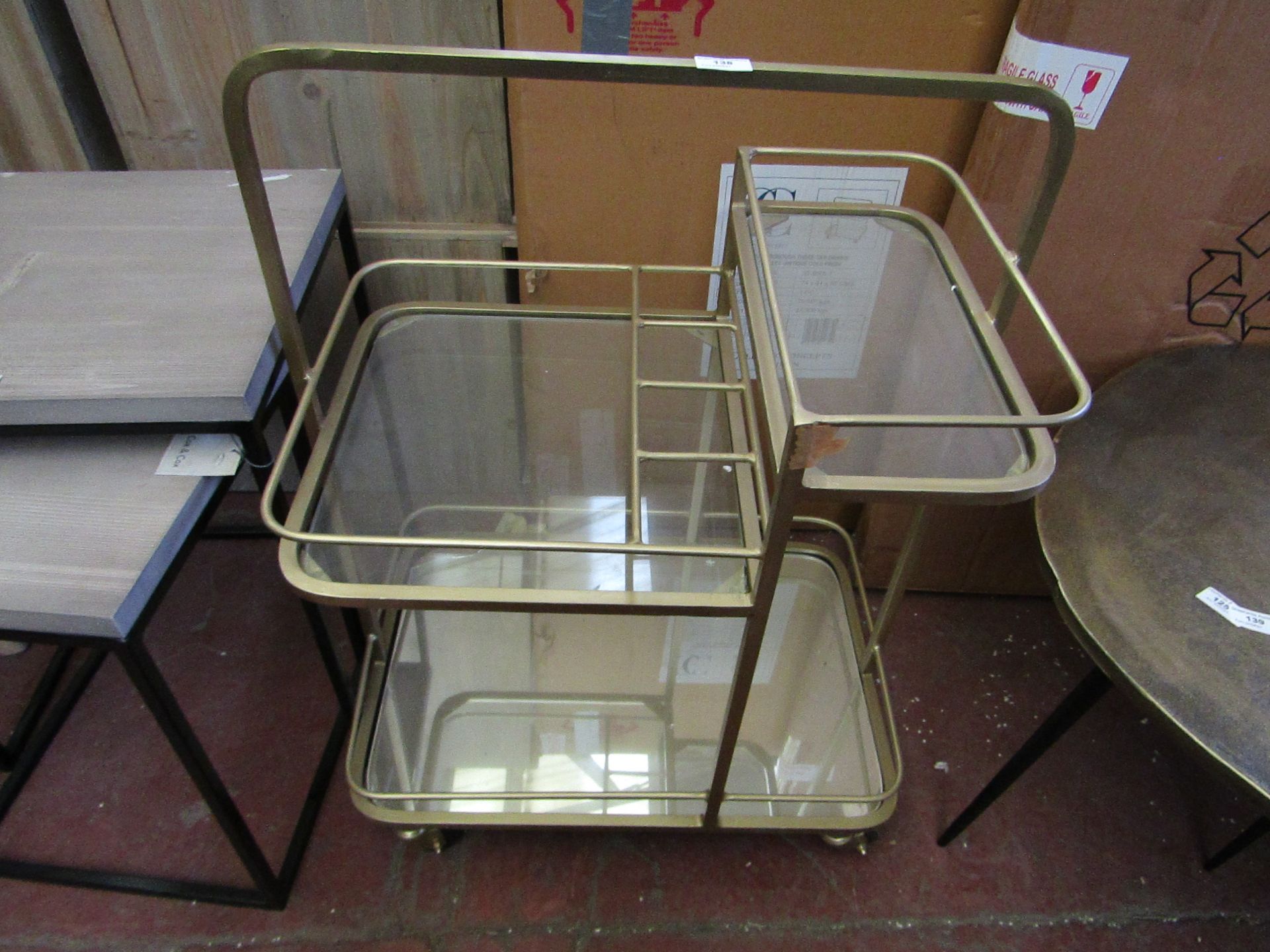 | 1X | COX AND COX LANES BOROUGH DRINKS TROLLEY | THE MIRROR PIECE IS DAMAGED | RRP œ399.95 |