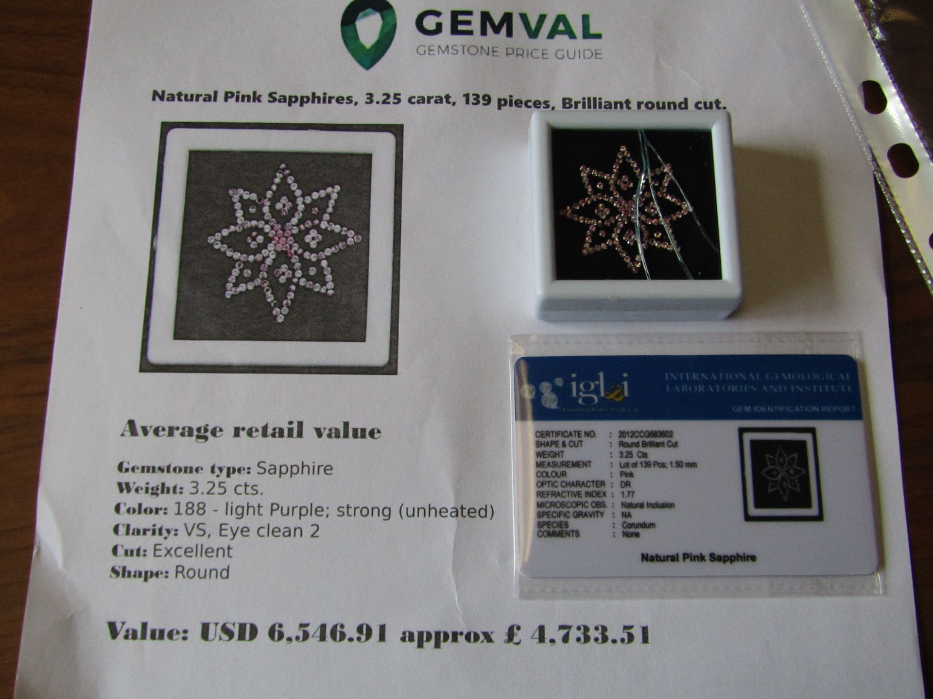 IGL&I Certified - Natural Pink Sapphires - 3.25 carats - 139 pieces - Average retail value £4,733.51