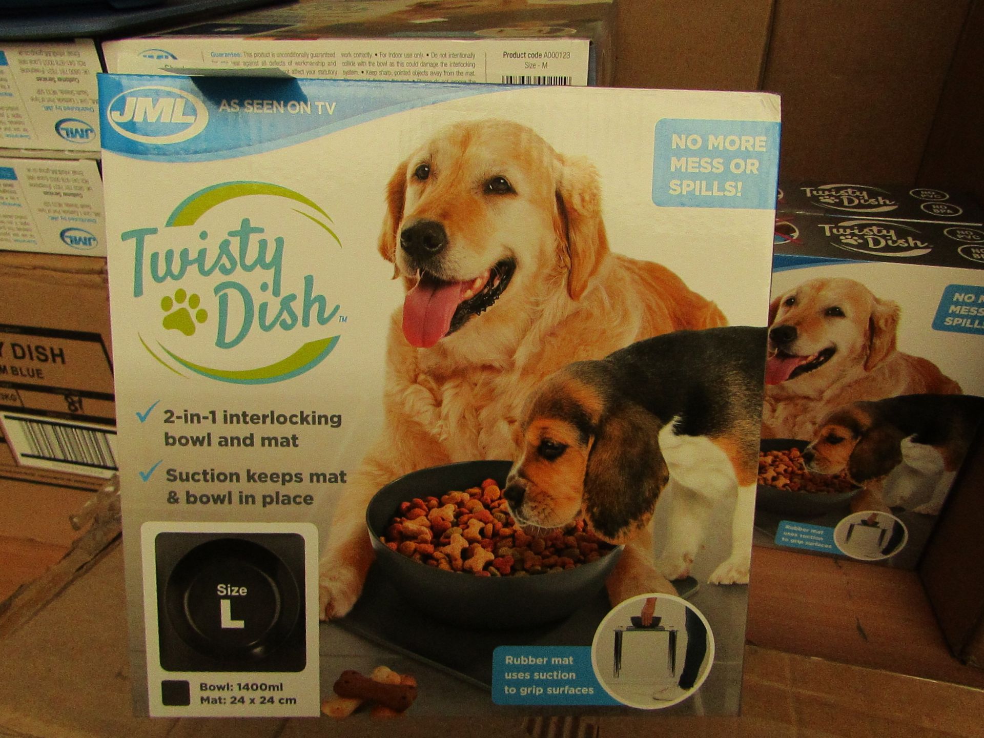 1x JML Twisty Dish - (2-in-1 Interlocking Bowl & Mat) - Size Large (Black Bowl) - New & Boxed.