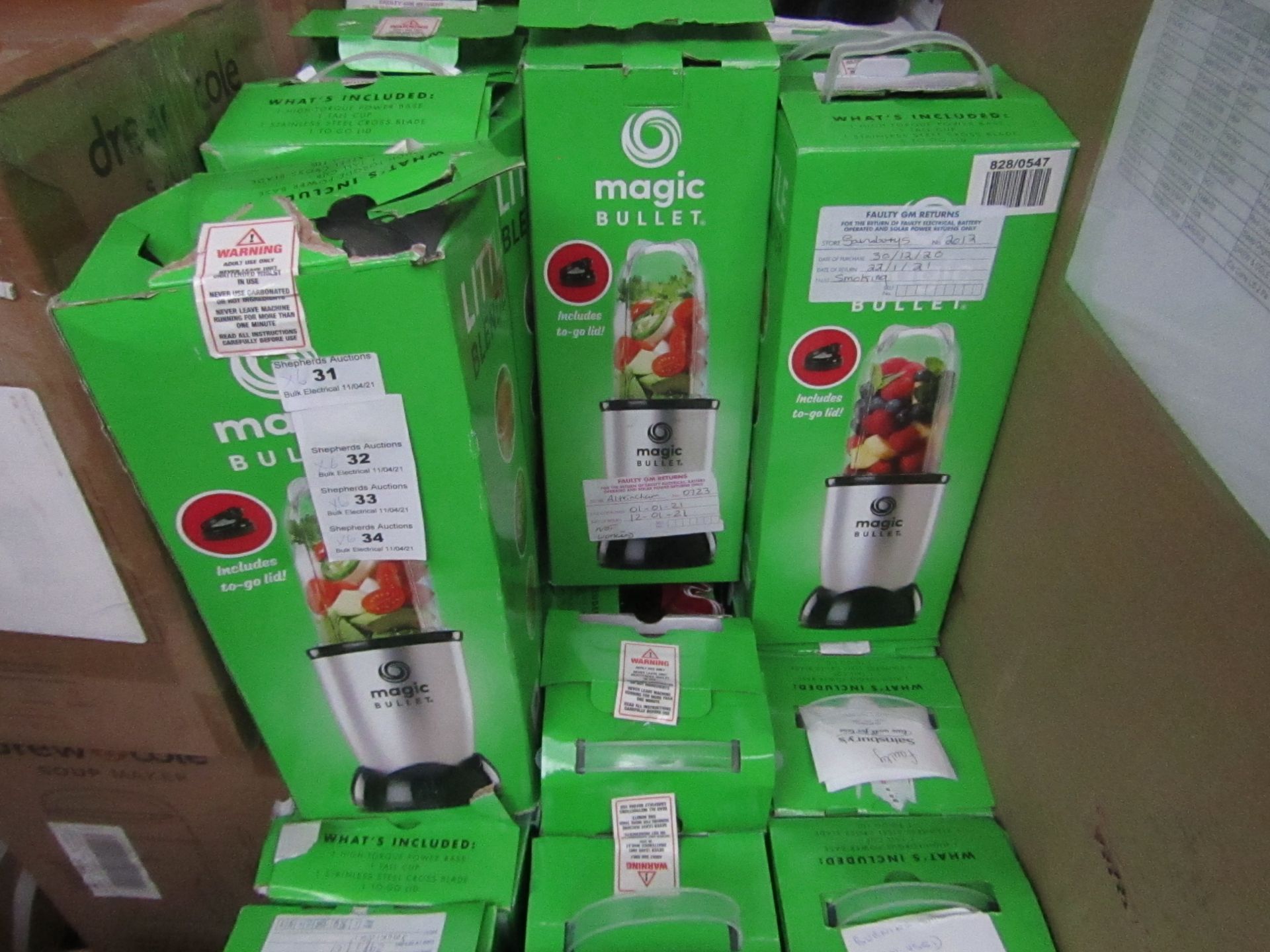 | 6X | THE MAGIC BULLET BLENDER | UNCHECKED AND BOXED | NO ONLINE RESALE | SKU C5060191467360 |