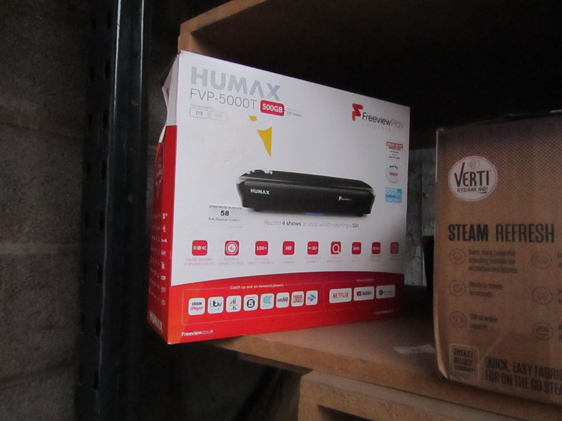 Humax 500GB Freeview player, unchecked and boxed.