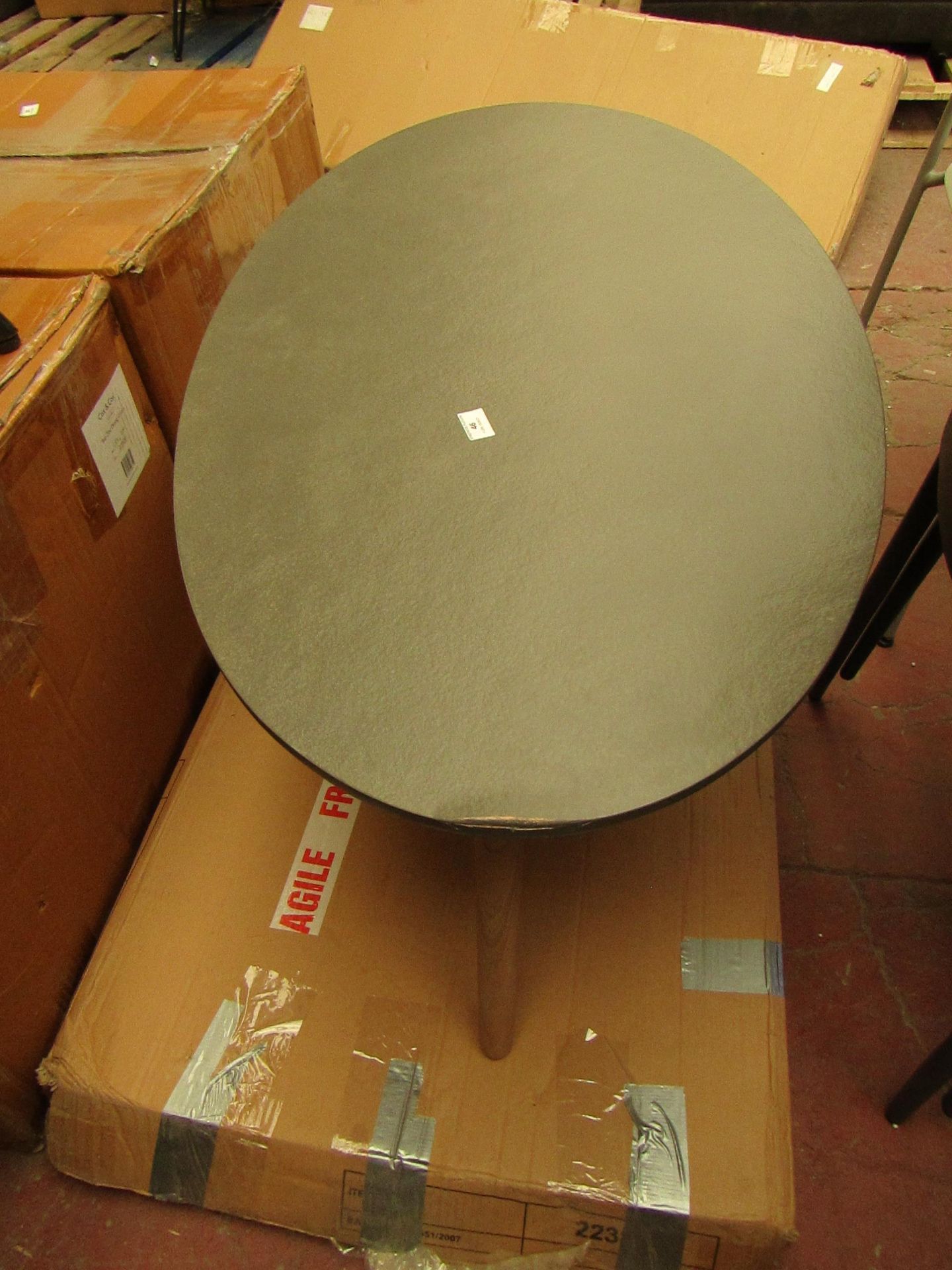 | 1X | COX & COX GREY TOPPED OVAL COFFEE TABE | LOOKS IN DECENT CONDITION WITH A FEW SCUFF MARKS