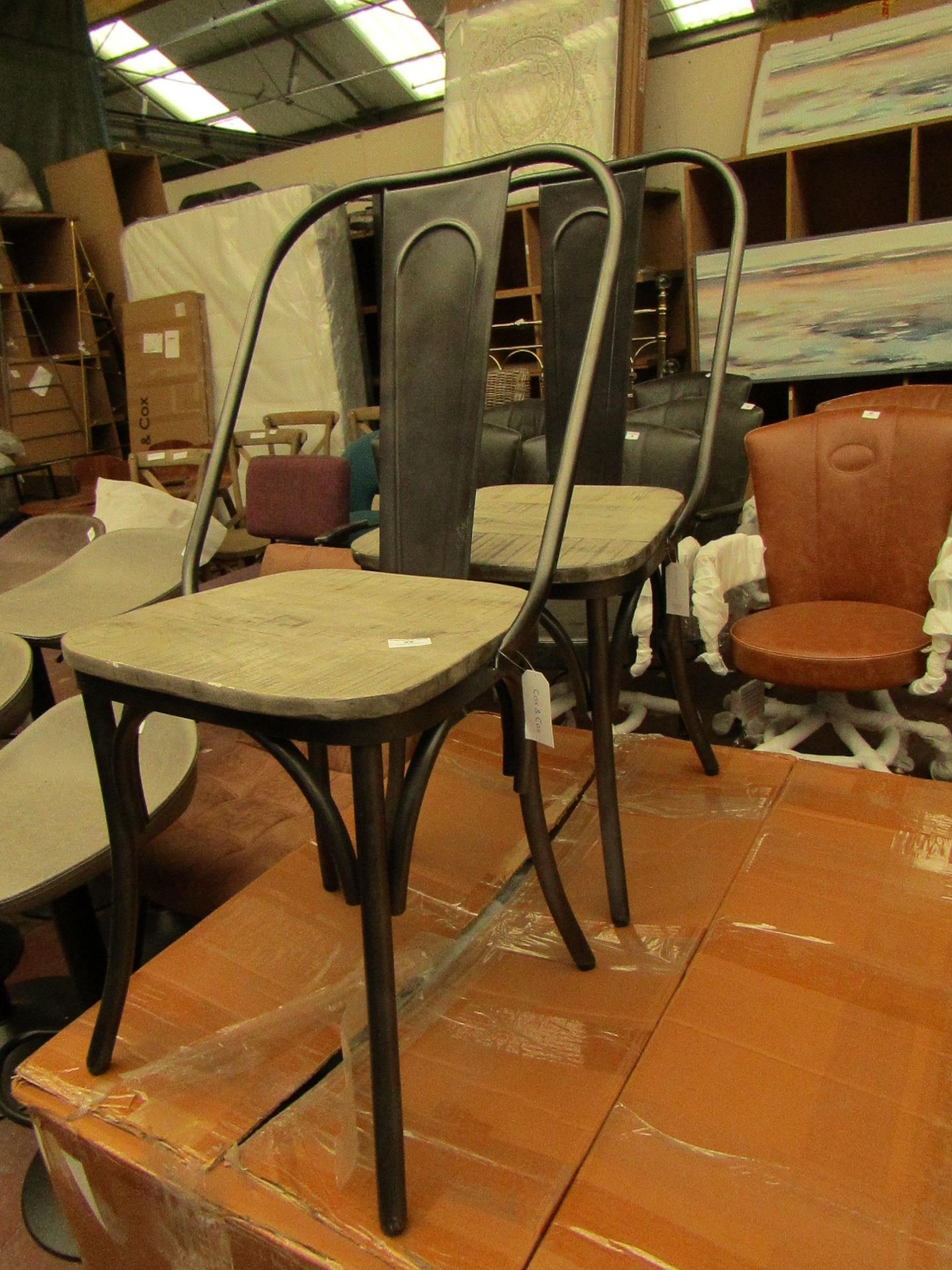 | 1X | COX & COX SET OF 2 ZINC DINING CHAIRS | UNCHECKED & BOXED | RRP £- |