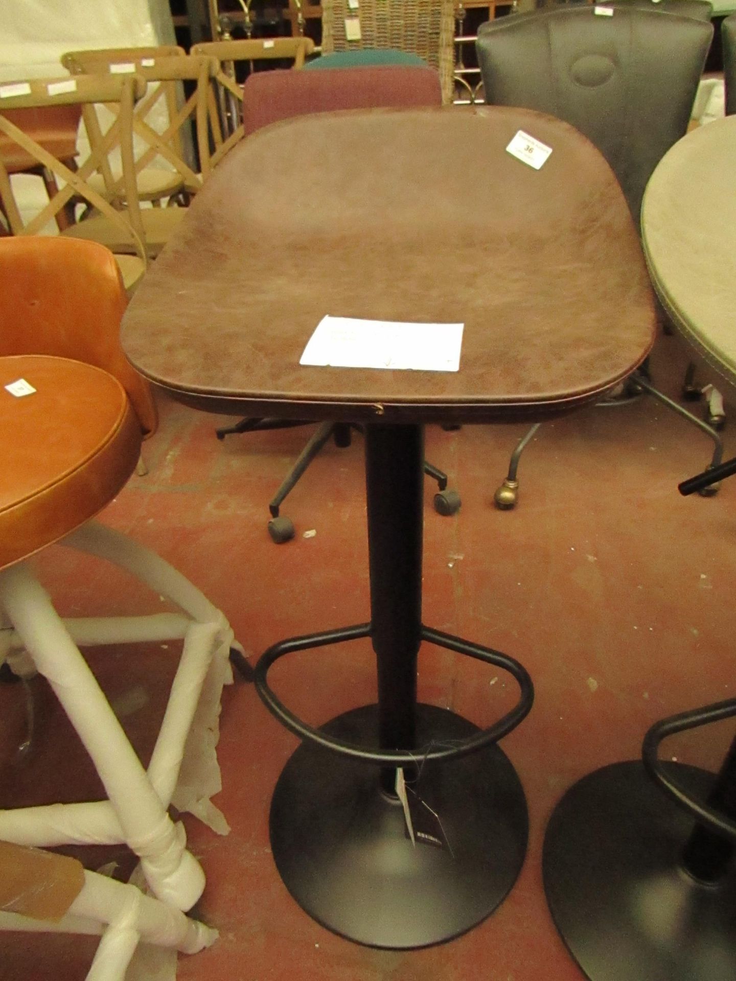 | 1X | COX & COX FAUX LEATHER COUNTER STOOL - BROWN | UNCHECKED & LEATHER SLIGHTLY DAMAGED | RRP £