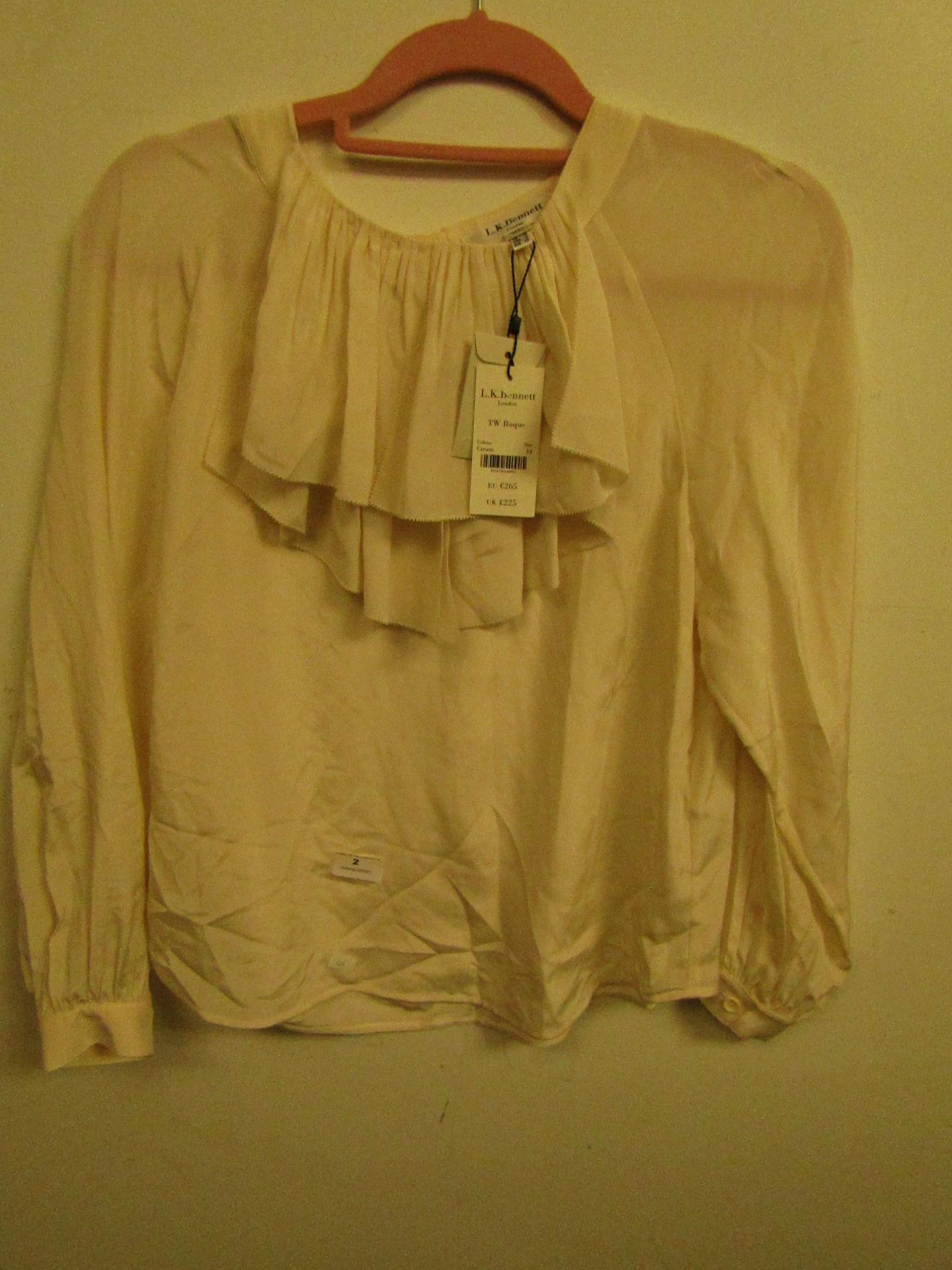 1 x LK Bennett Rogue Cream Blouse size 14 RRP £225 new with tag