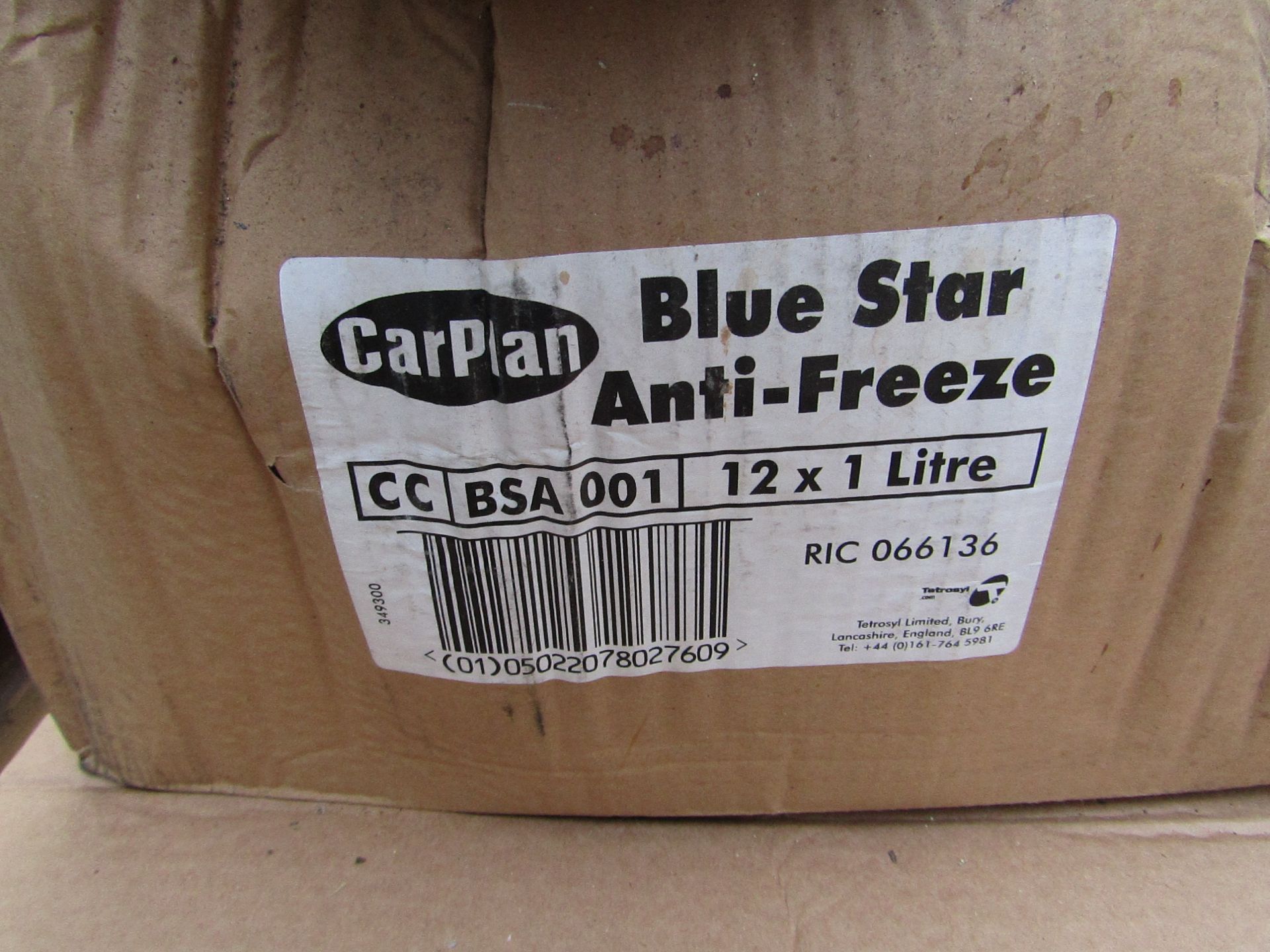 12x Carplan - Blue Star Anti-Freeze & Coolant - 1 Litre Bottles - Unused, Sealed & Boxed.