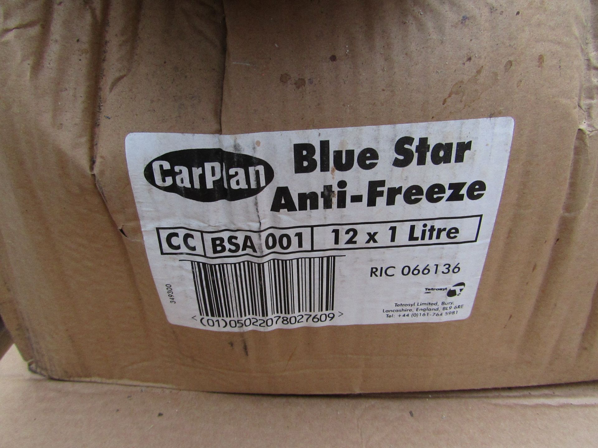 12x Carplan - Blue Star Anti-Freeze & Coolant - 1 Litre Bottles - Unused, Sealed & Boxed.