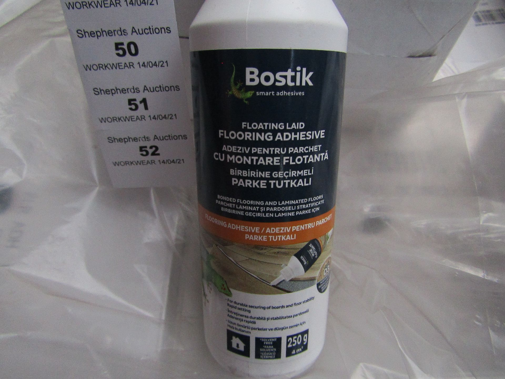 6x Bostik - Floating Laid Flooring Adhesive (250g = 4Msquared) - Unused & Boxed.