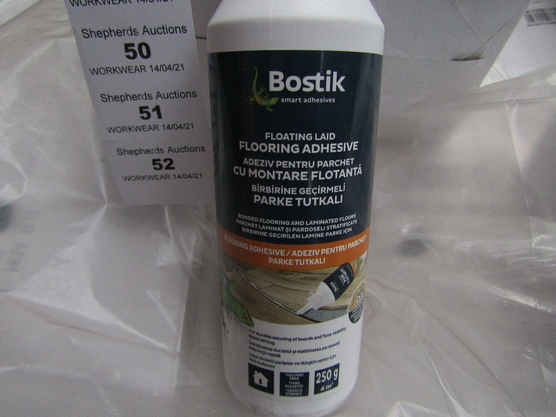 6x Bostik - Floating Laid Flooring Adhesive (250g = 4Msquared) - Unused & Boxed.