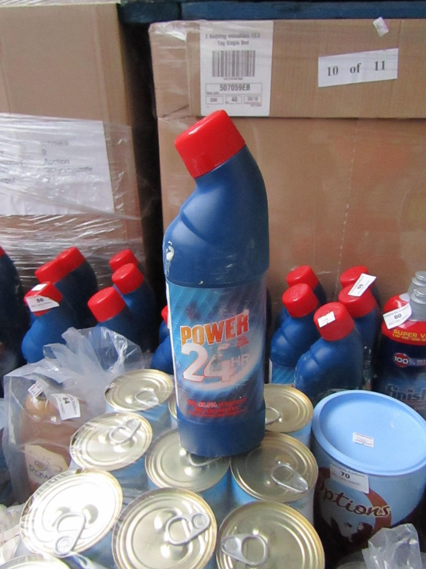 5x 750ml bottles of Power 24 bleach, some labels may be discoloured from the bleach leaking in the