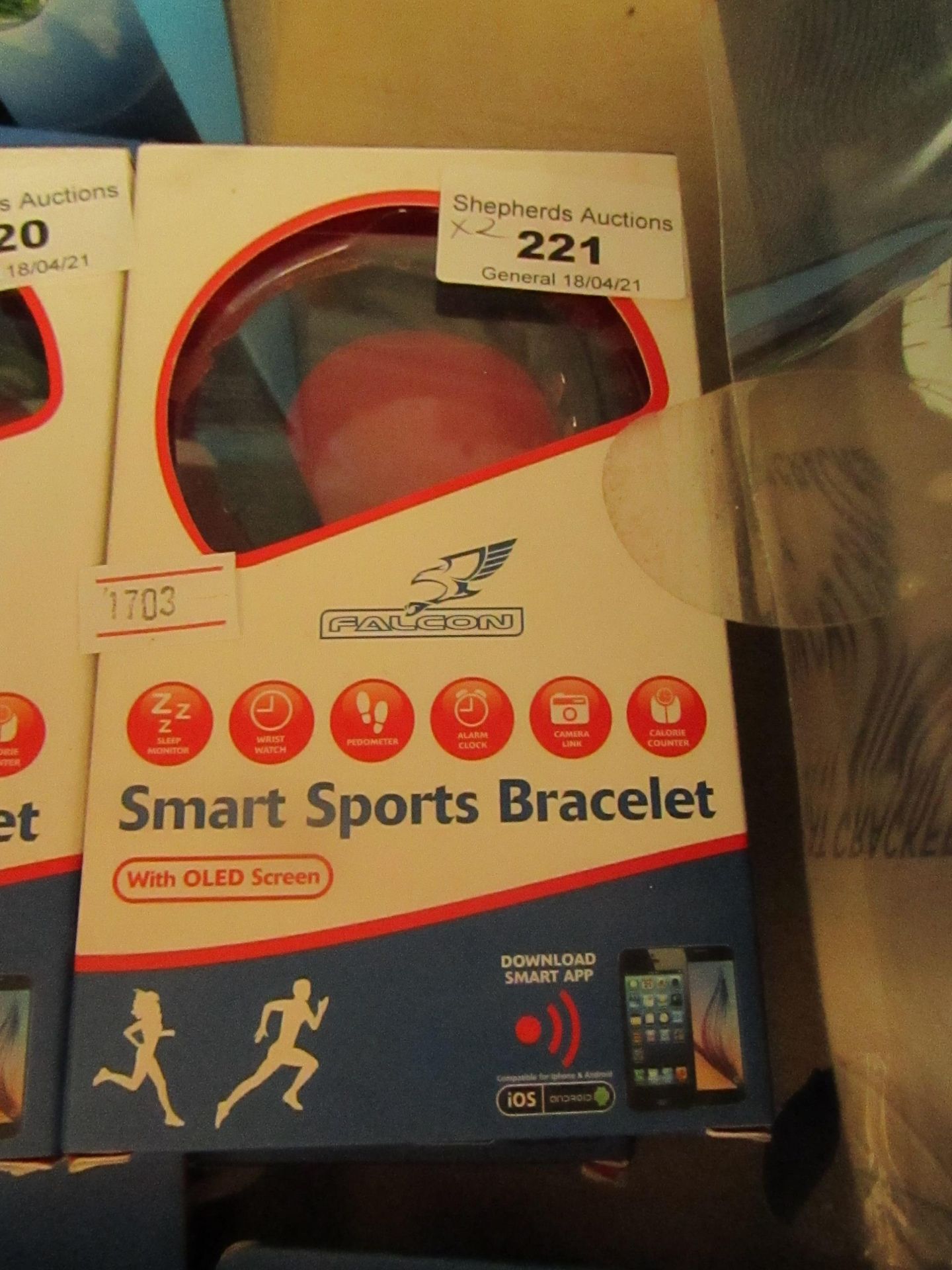 2x Smart sport bracelets, both new and boxed.