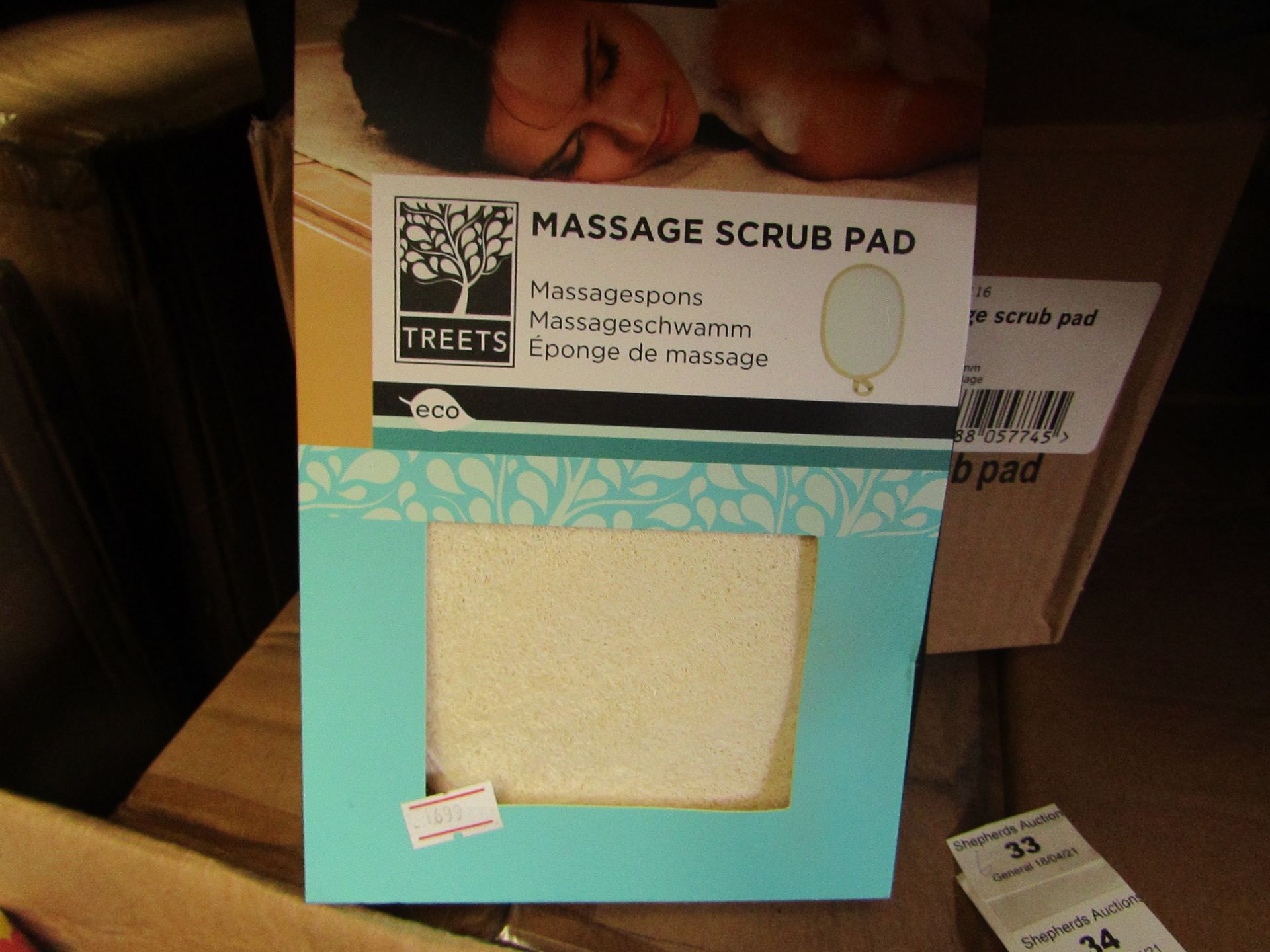 6x Massage scrub pads, new and boxed.