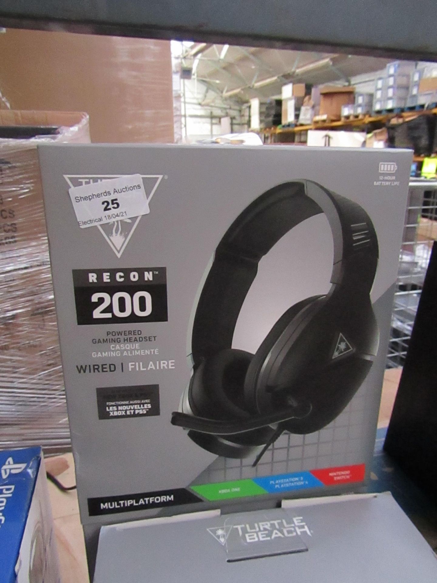 Turtle Beach Recon 200 headphones, unchecked and boxed.