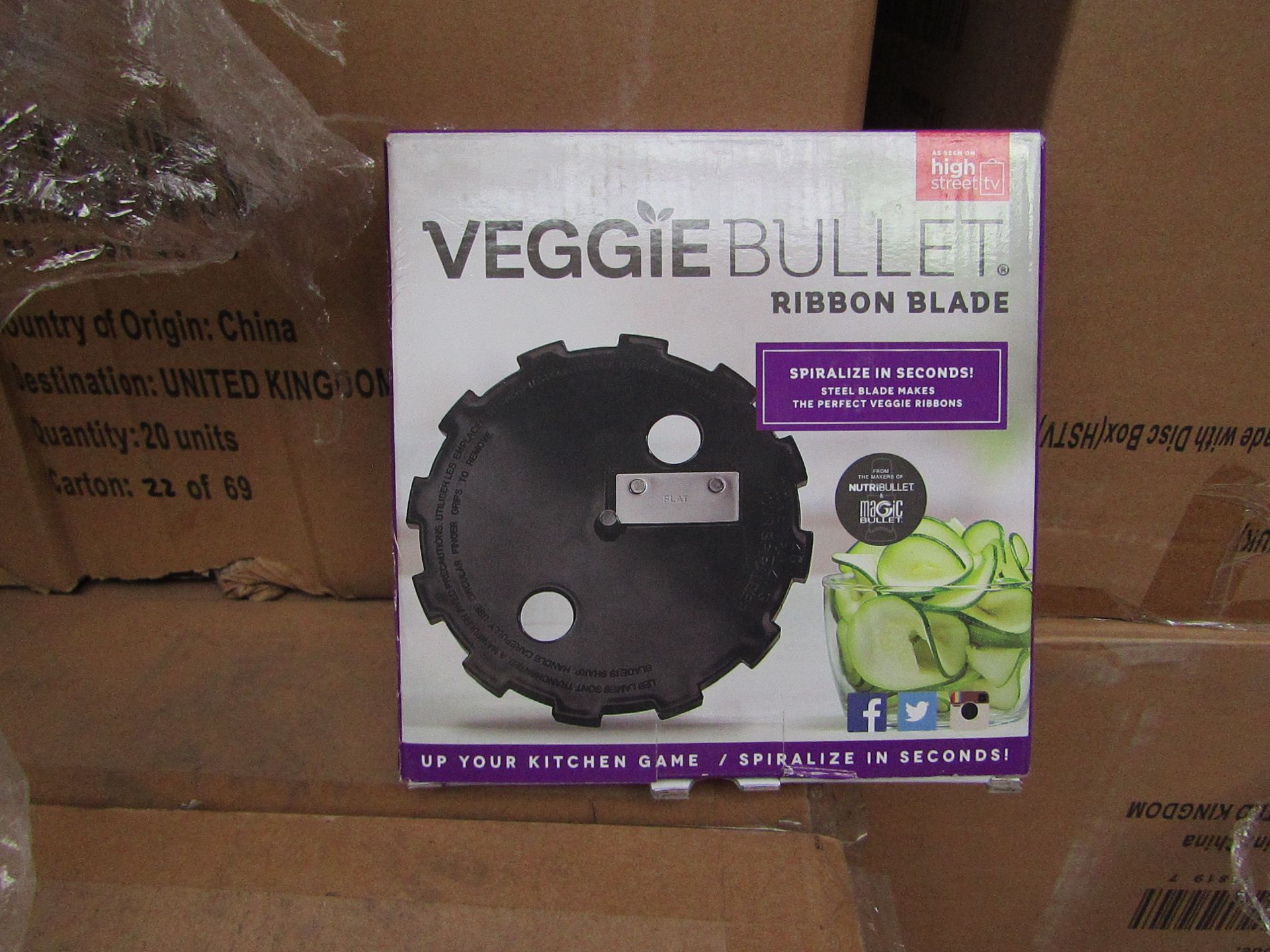 | 20X | VEGGIE BULLET RIBBON BLADES | NEW AND BOXED | NO ONLINE RESALE | SKU - | RRP £10 | TOTAL LOT