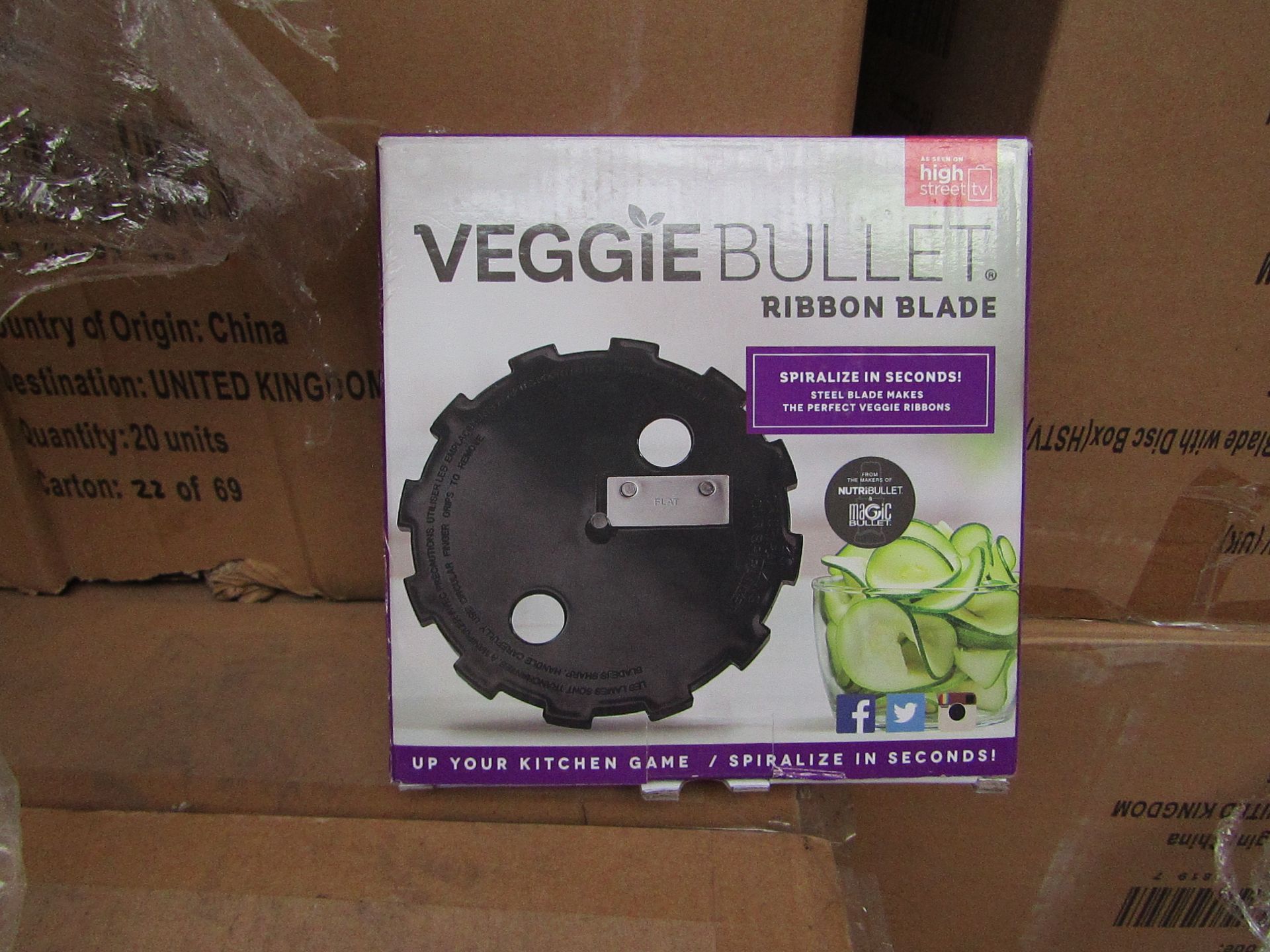 | 20X | VEGGIE BULLET RIBBON BLADES | NEW AND BOXED | NO ONLINE RESALE | SKU - | RRP £10 | TOTAL LOT