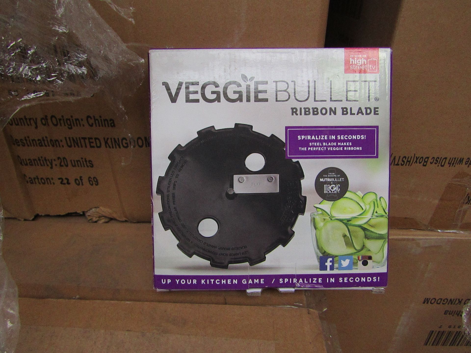 | 20X | VEGGIE BULLET RIBBON BLADES | NEW AND BOXED | NO ONLINE RESALE | SKU - | RRP £10 | TOTAL LOT