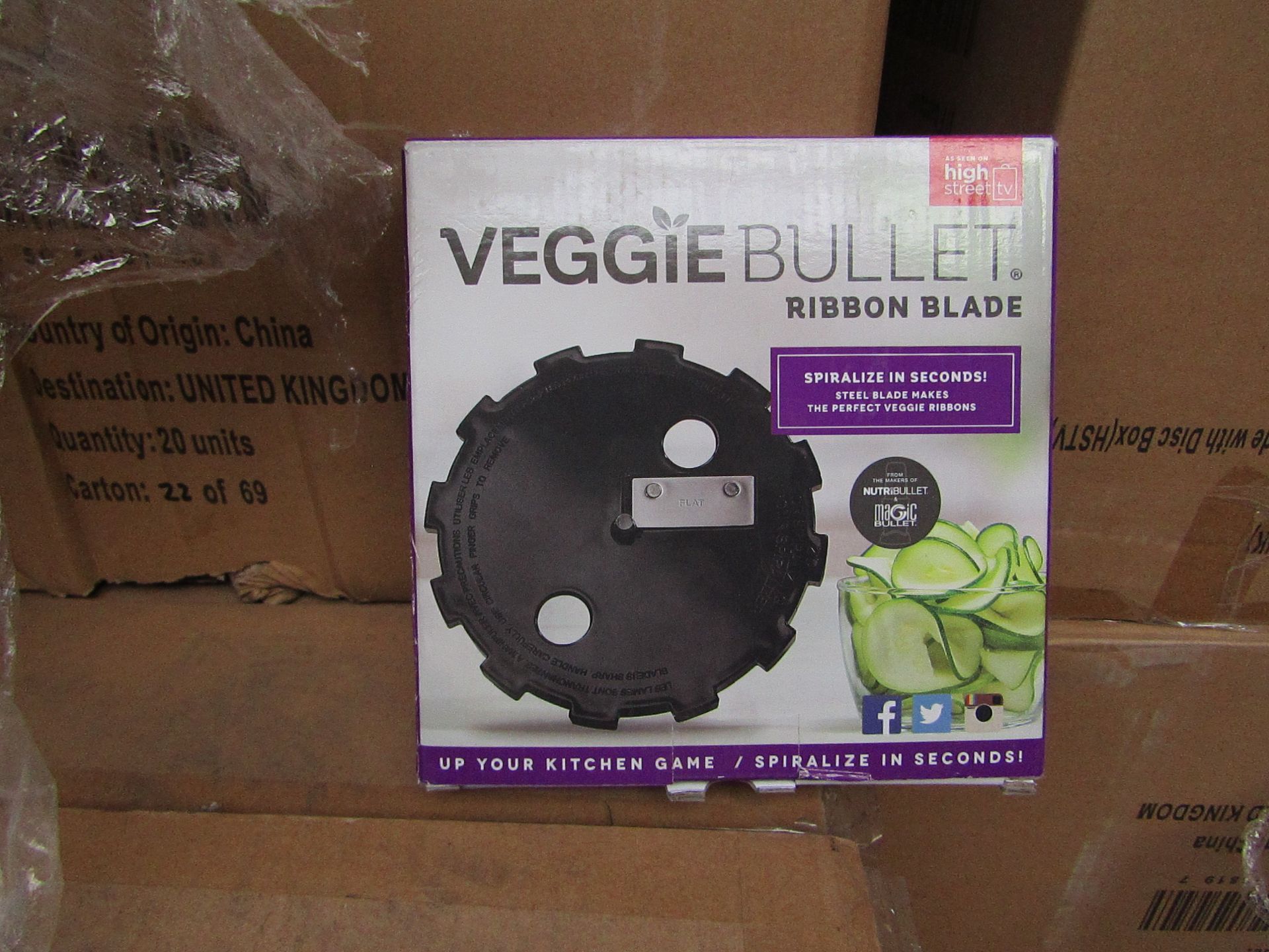 | 20X | VEGGIE BULLET RIBBON BLADES | NEW AND BOXED | NO ONLINE RESALE | SKU - | RRP £10 | TOTAL LOT