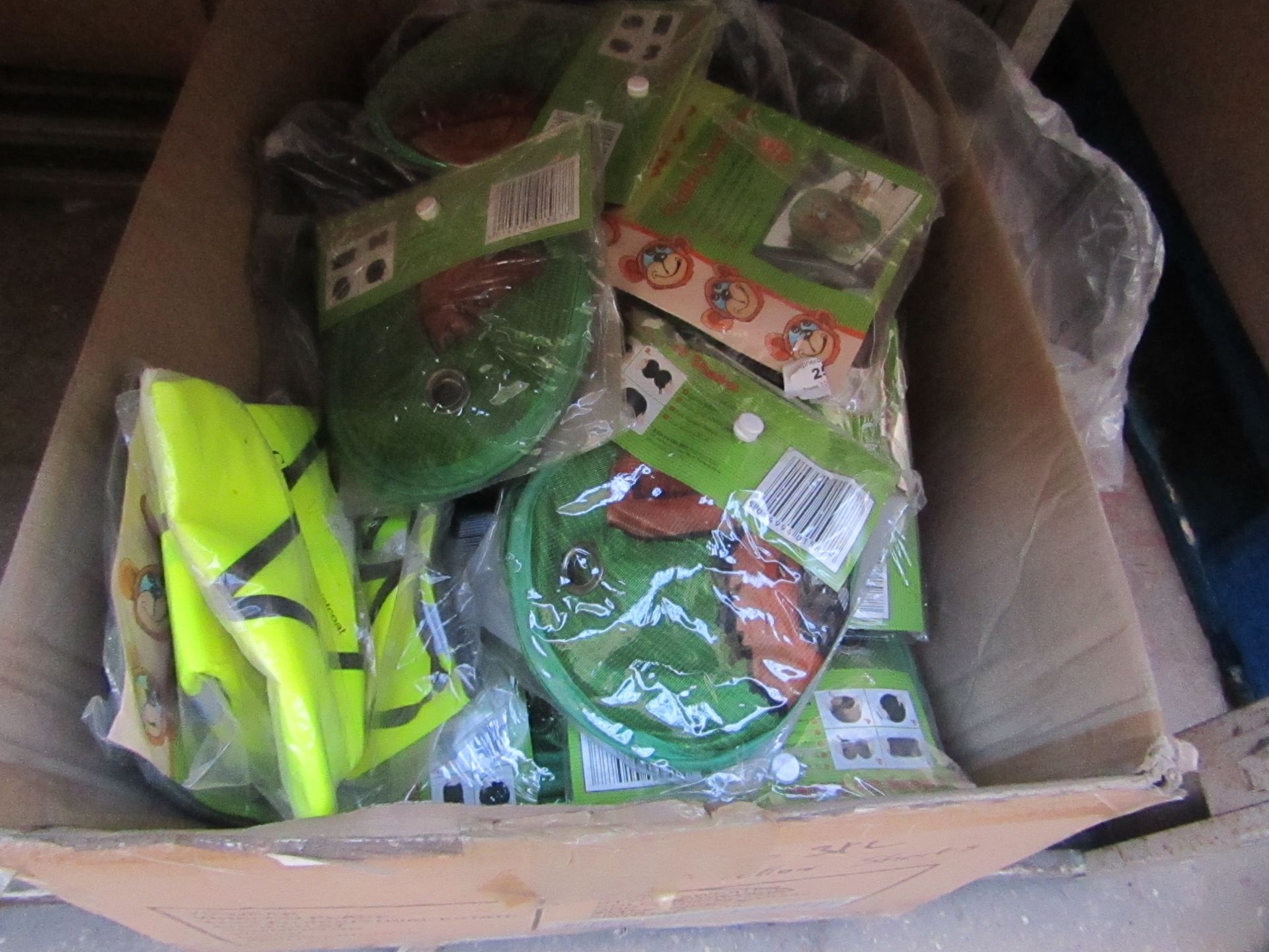 Box of approx 20 Mixed items which includes sun shades & Hi Viz vests - Assorted Sizes.