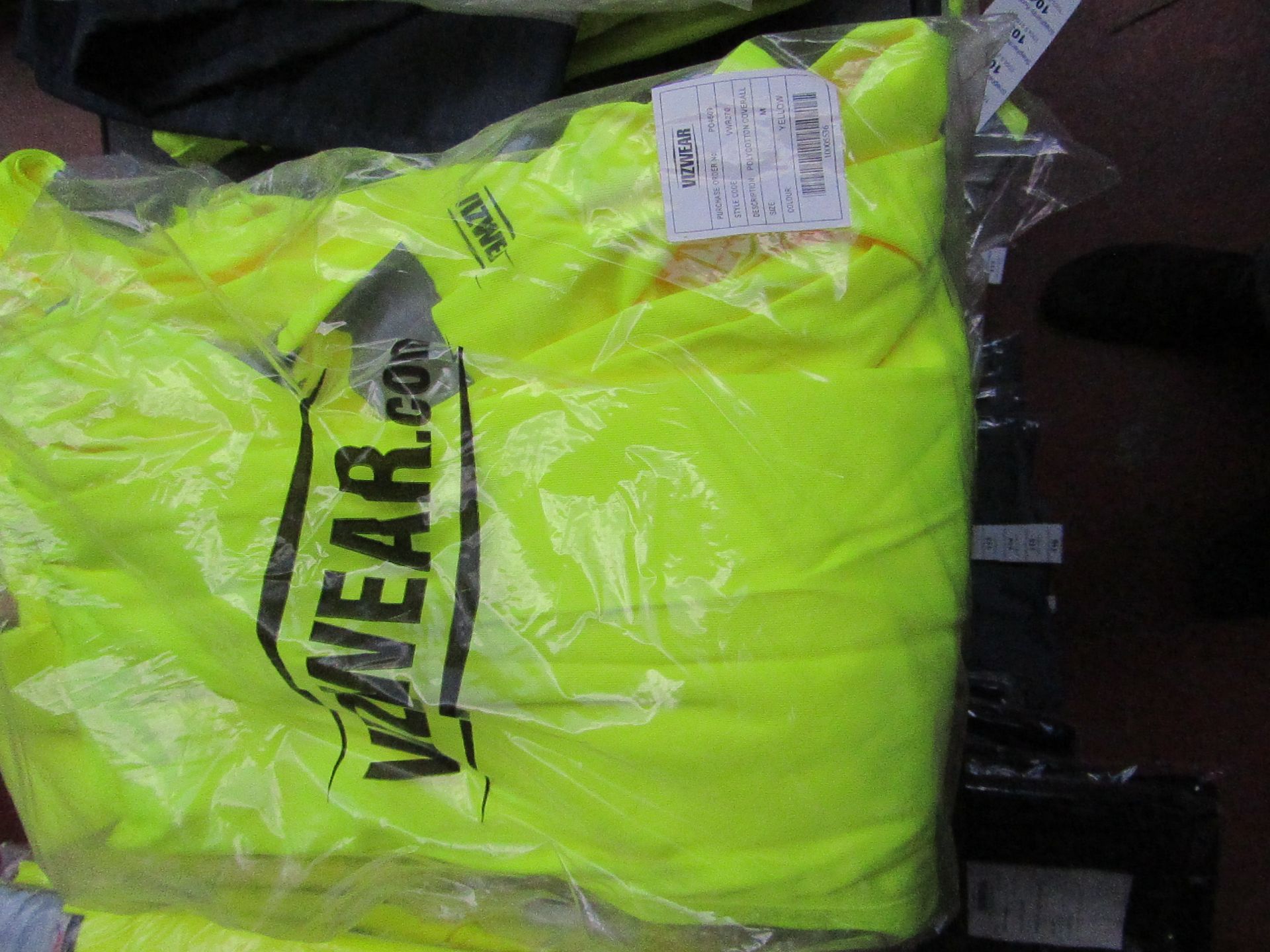 Vizwear - Polycotton Hi-Vis Yellow Coverall - Size Medium - New & Packaged.