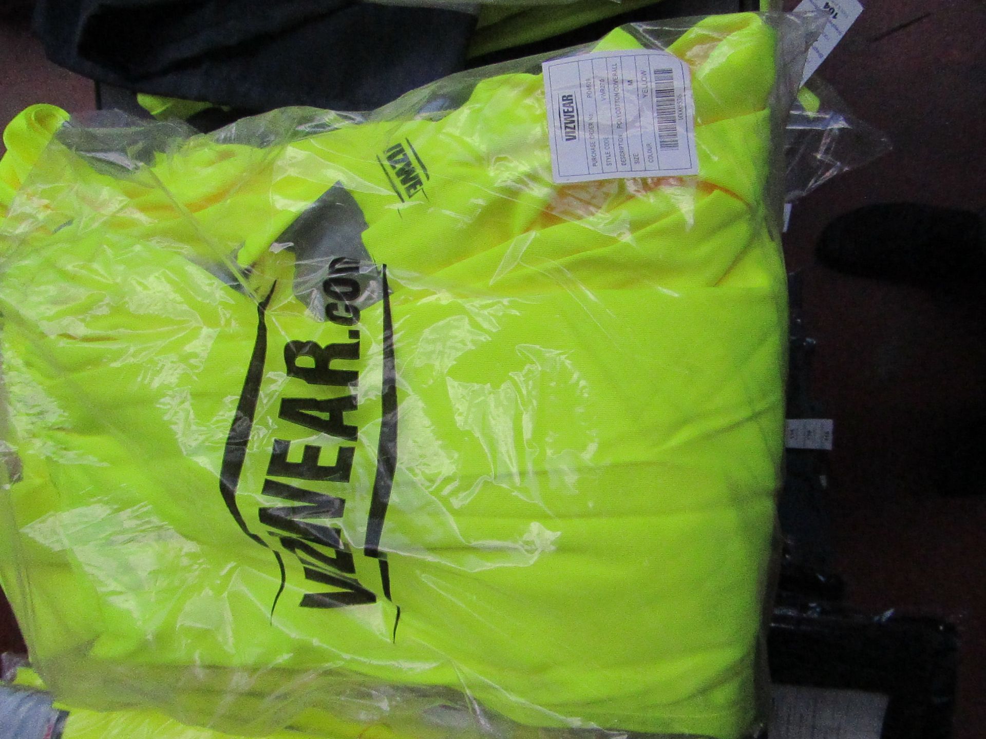 Vizwear - Polycotton Hi-Vis Yellow Coverall - Size Medium - New & Packaged.