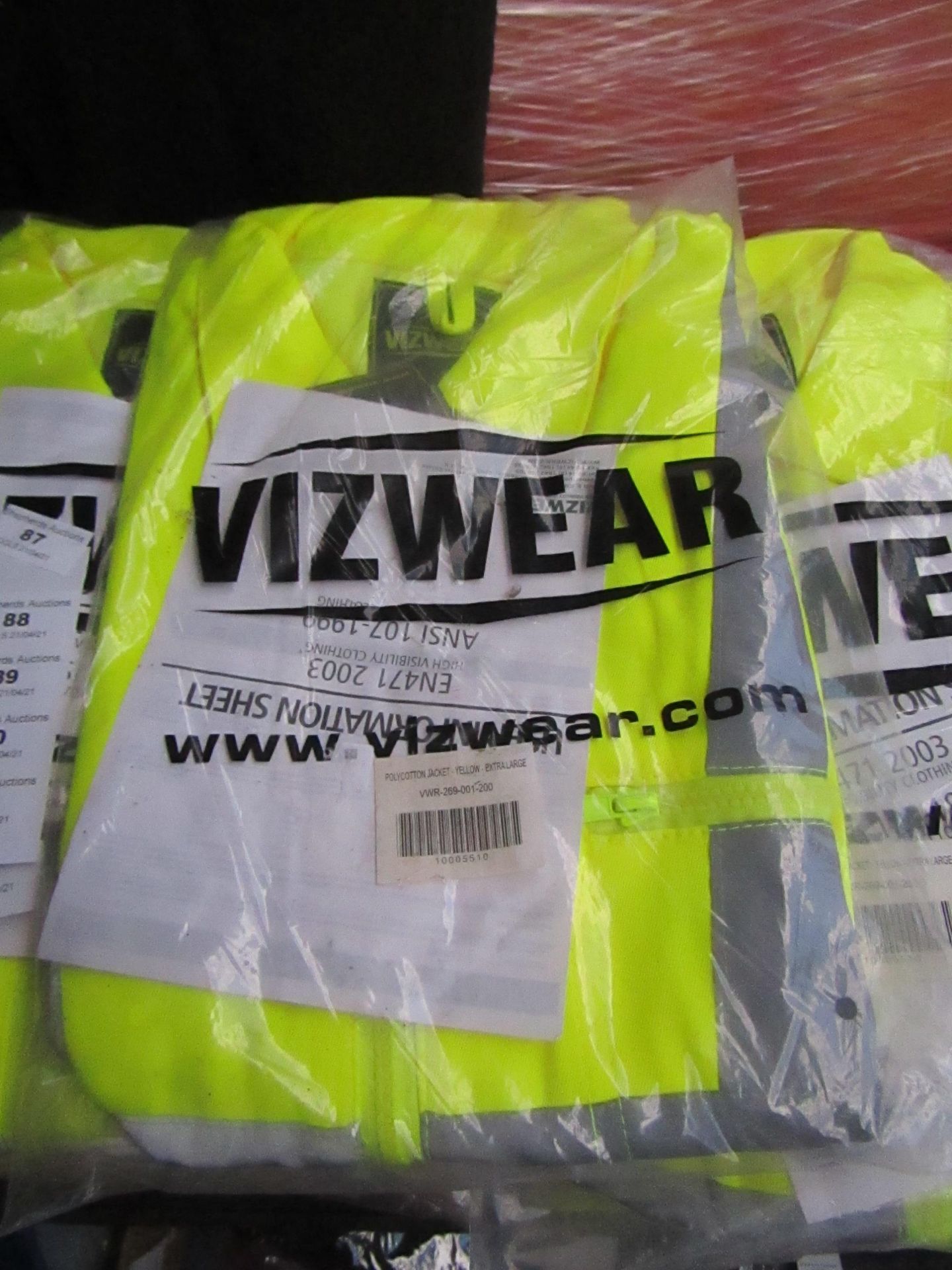 Vizwear - Polycotton Hi-Vis Yellow Jacket - Size Extra Large - New & Packaged.