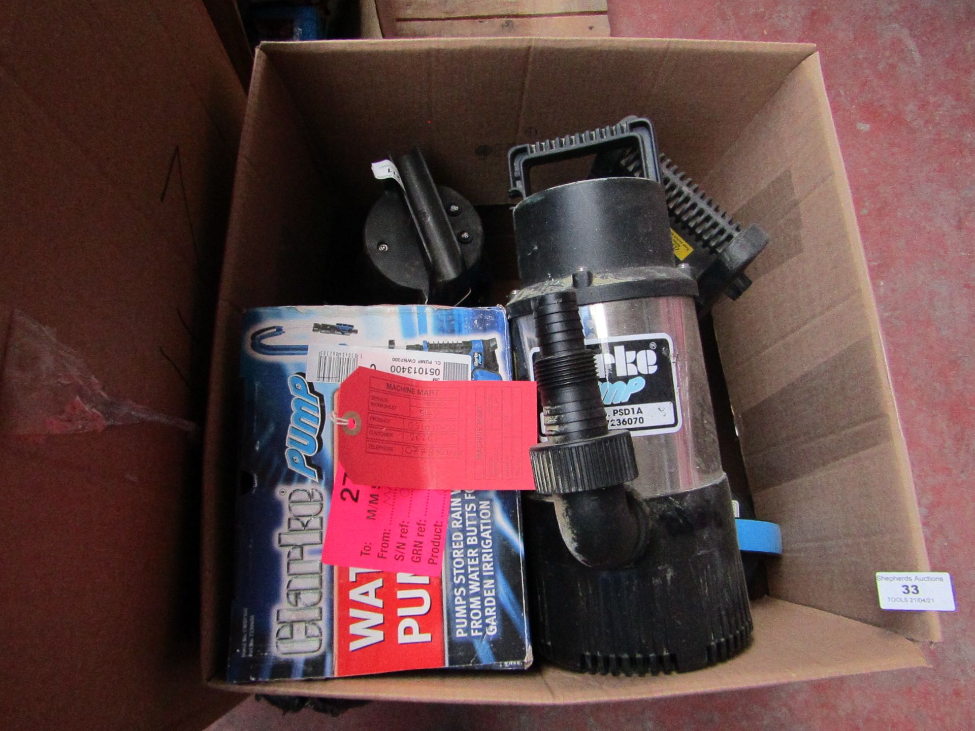 5x Various pumps This lot is a Machine Mart product which is raw and completely unchecked and