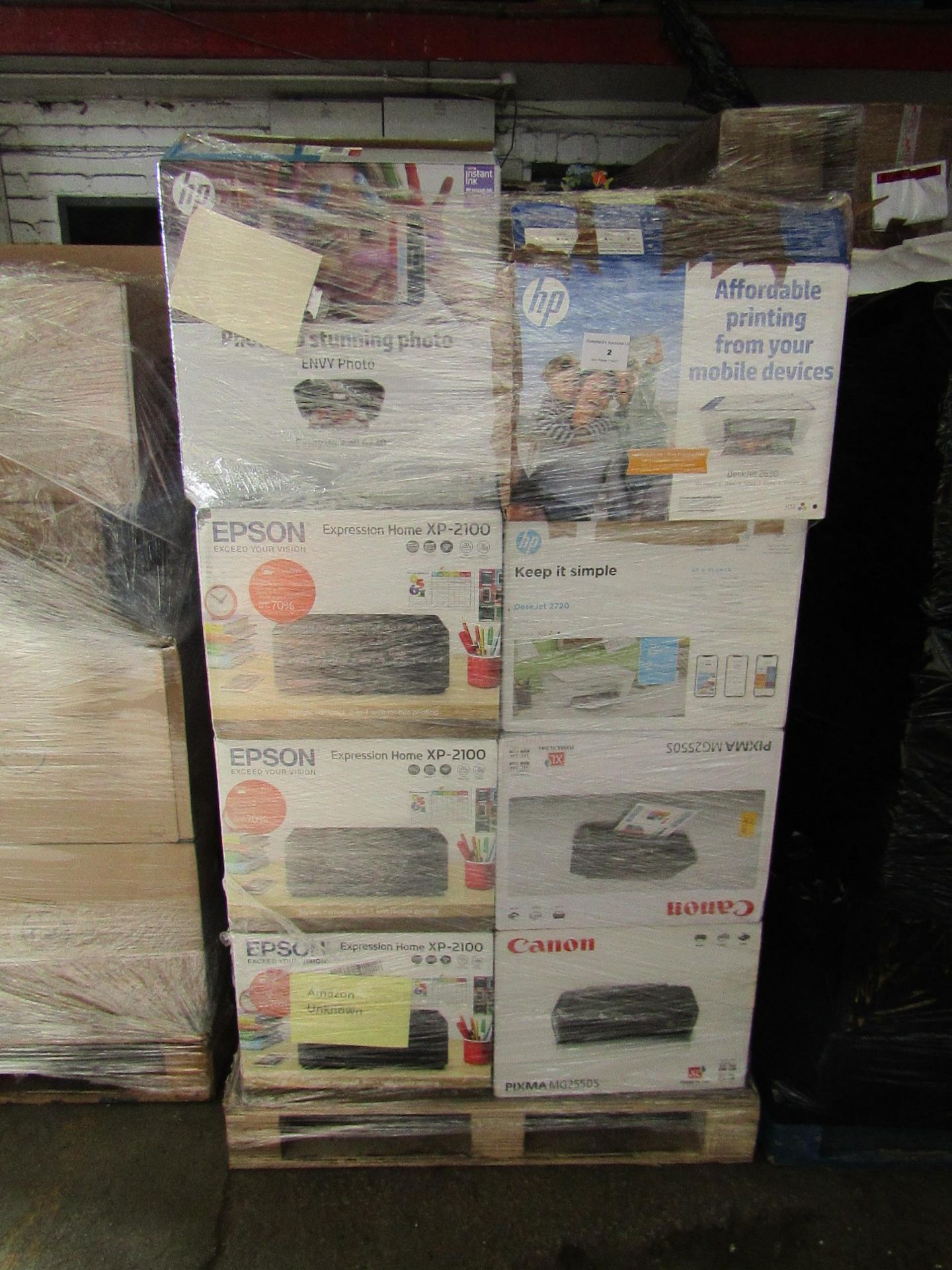 Pallet of approx 40 Canon and HP Printers all unchecked and unworked, Please read lot 0 prior to