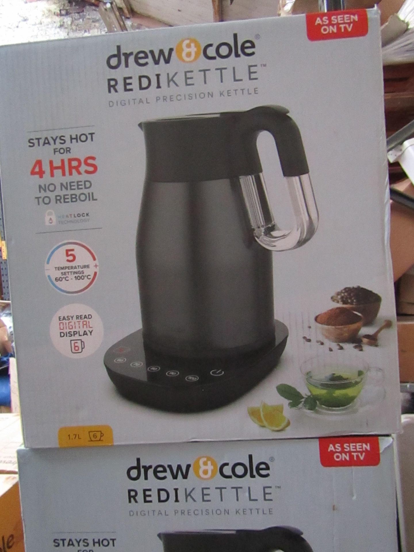 | 1X | 1.7LTR REDI KETTLE IN CHARCOAL | REFURBISHED AND BOXED | NO ONLINE RESALE ALLOWED | SKU - |