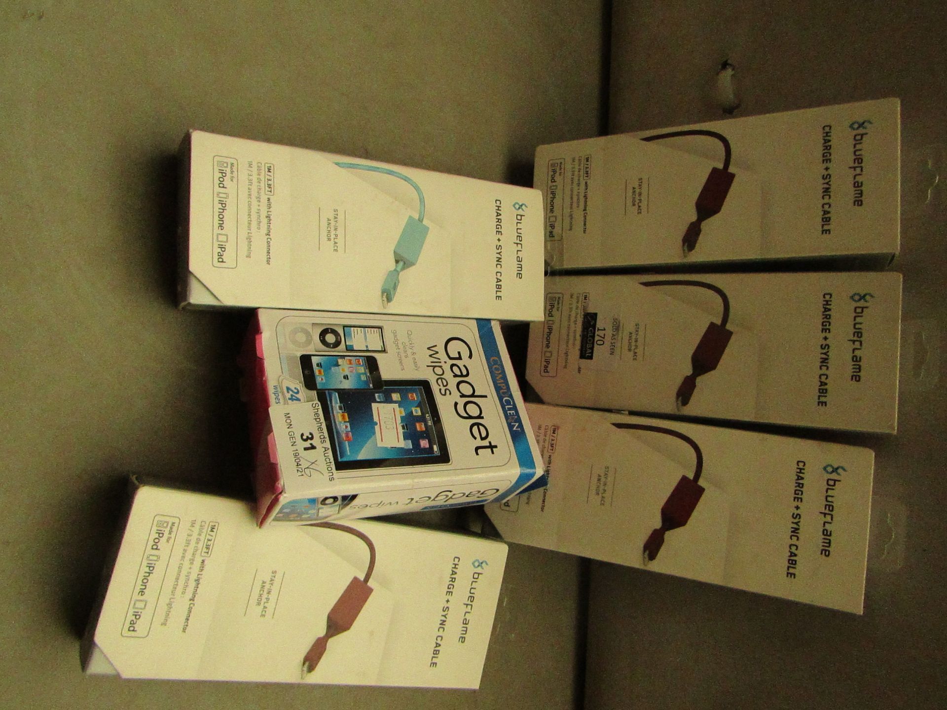 5x Blueflame - Charge & Sync Cable (Apple Devices) Various Assorted Colours - Unchecked & Boxed.