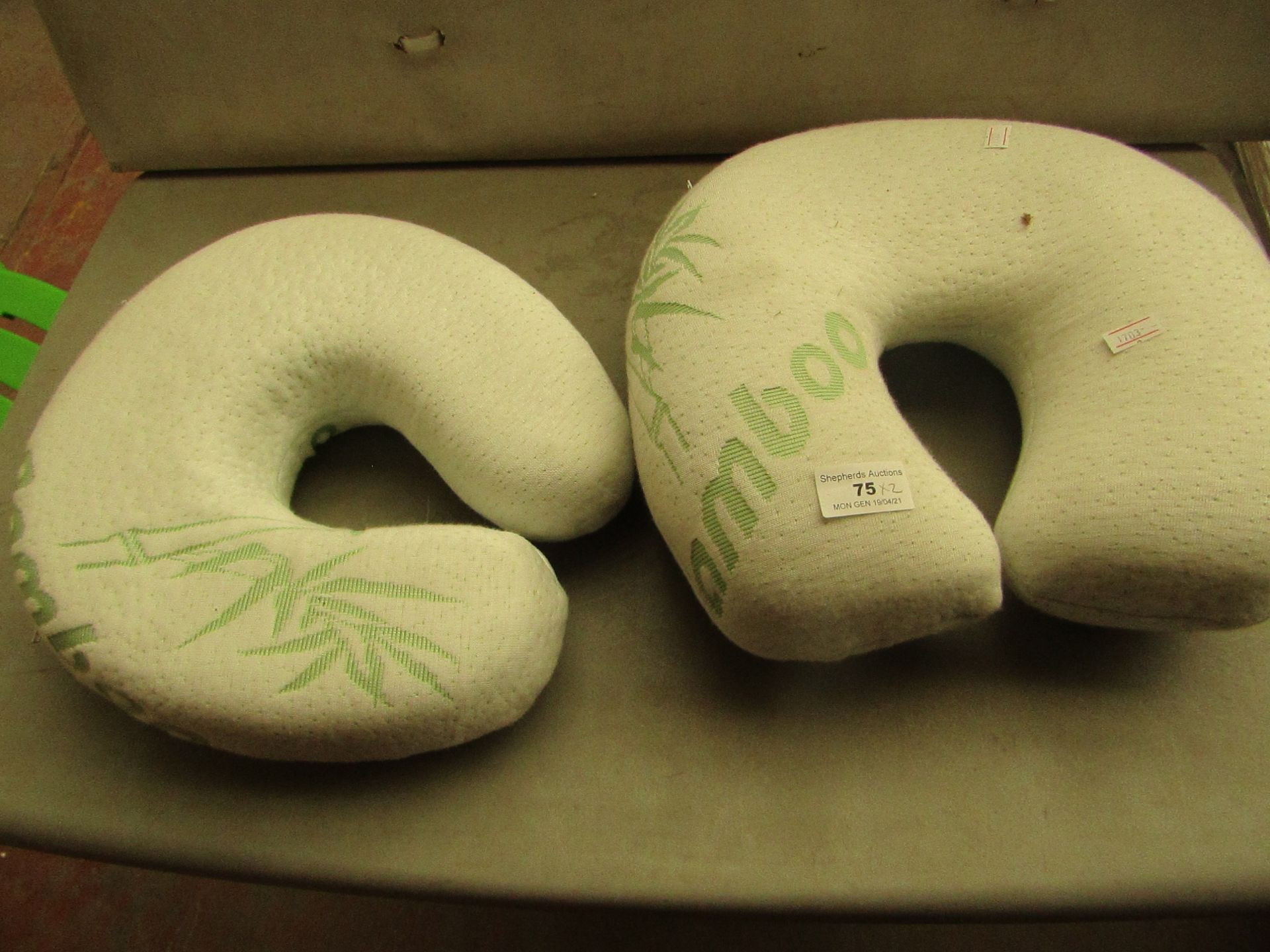 2x Bamboo - Memory Foam Neck Cushions - Unpackaged.