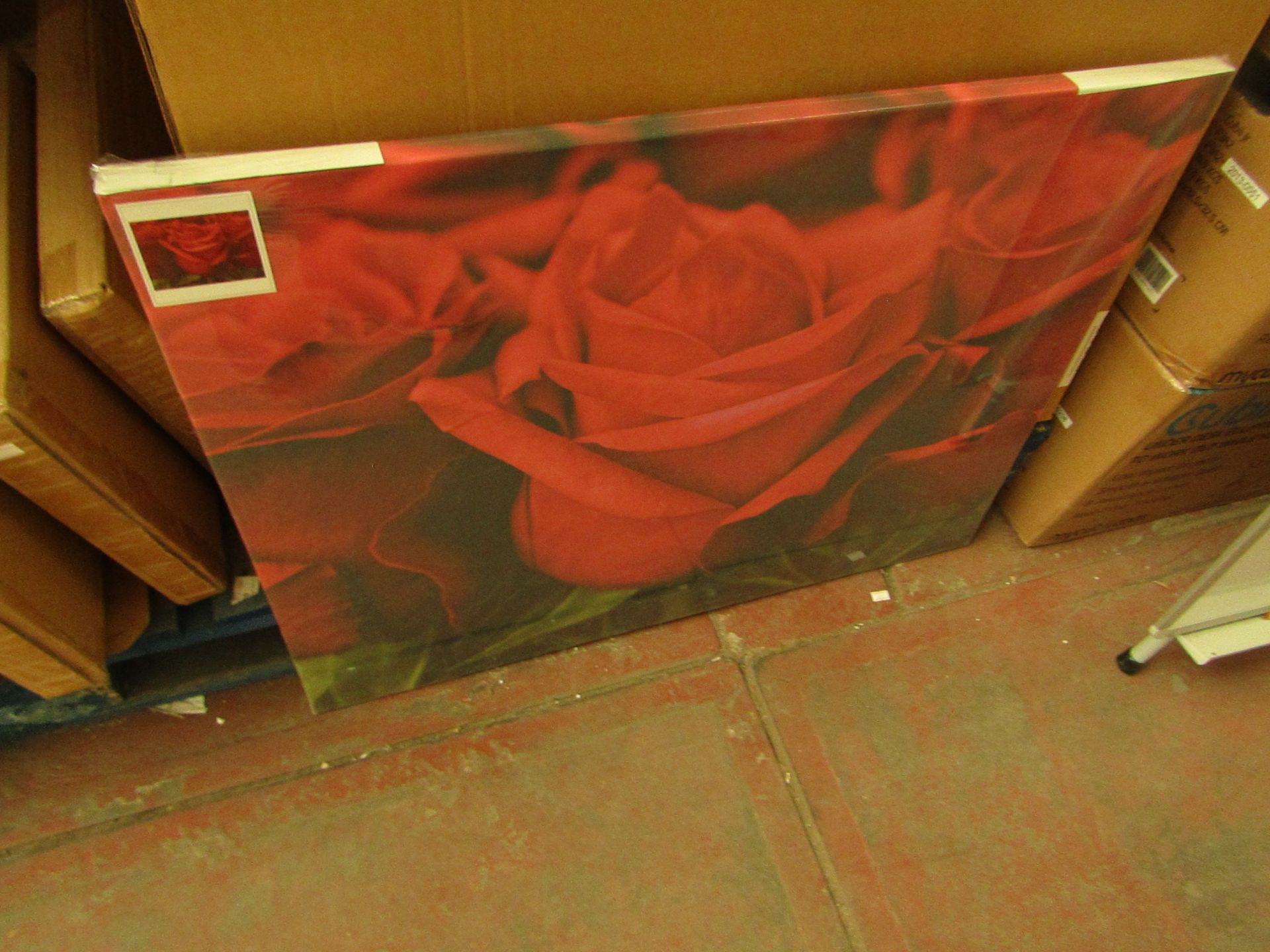 2x Red Roses Plant - Landscape Canvas (Length 80cmx Height 60cm) - New & Packaged.