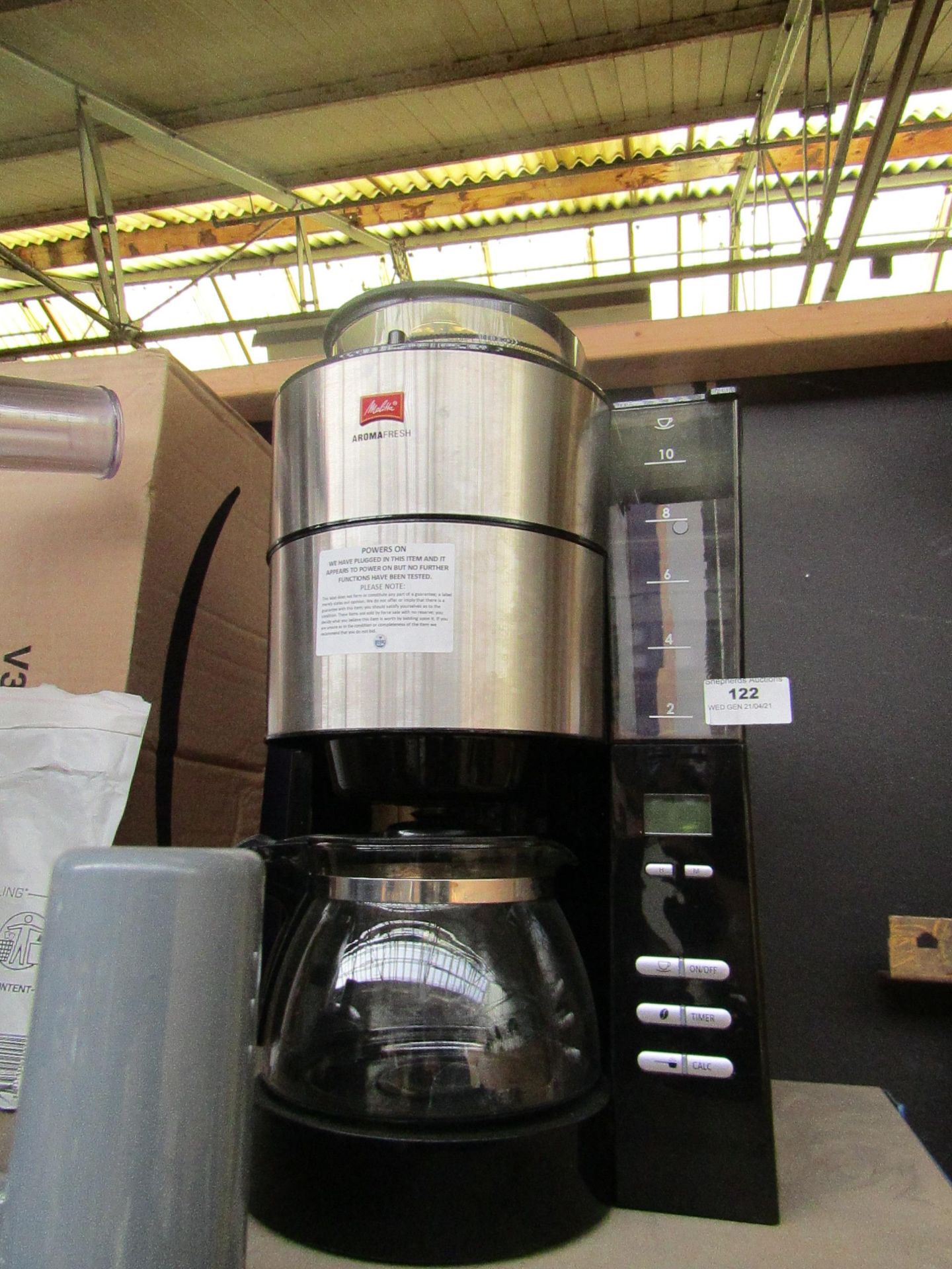 Mellita bean to cup coffee machine, powers on but not tested all functions. RRP Circa £250