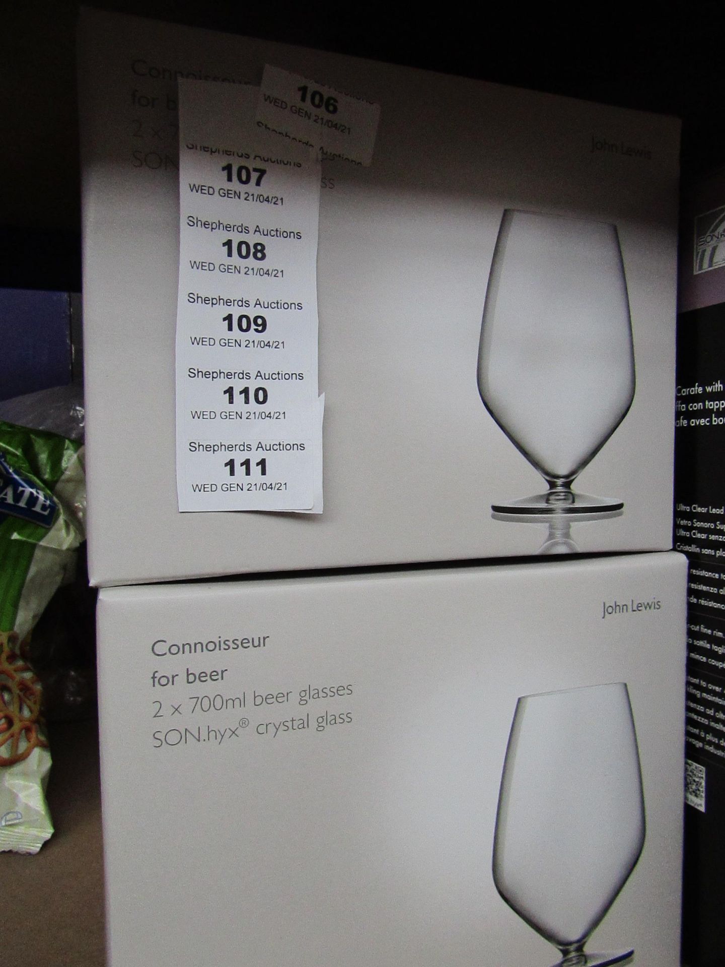 John Lewis - Set of 2 Connoisseur For Beer Glasses 700ml - New & Boxed.