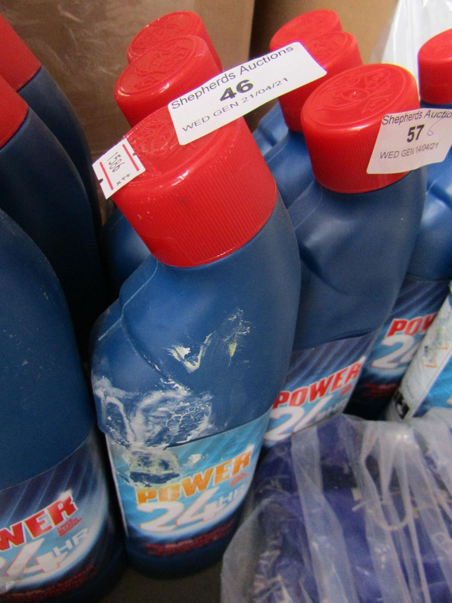 6x 750ml bottles of Power 24 bleach, some labels may be discoloured from the bleach leaking in the